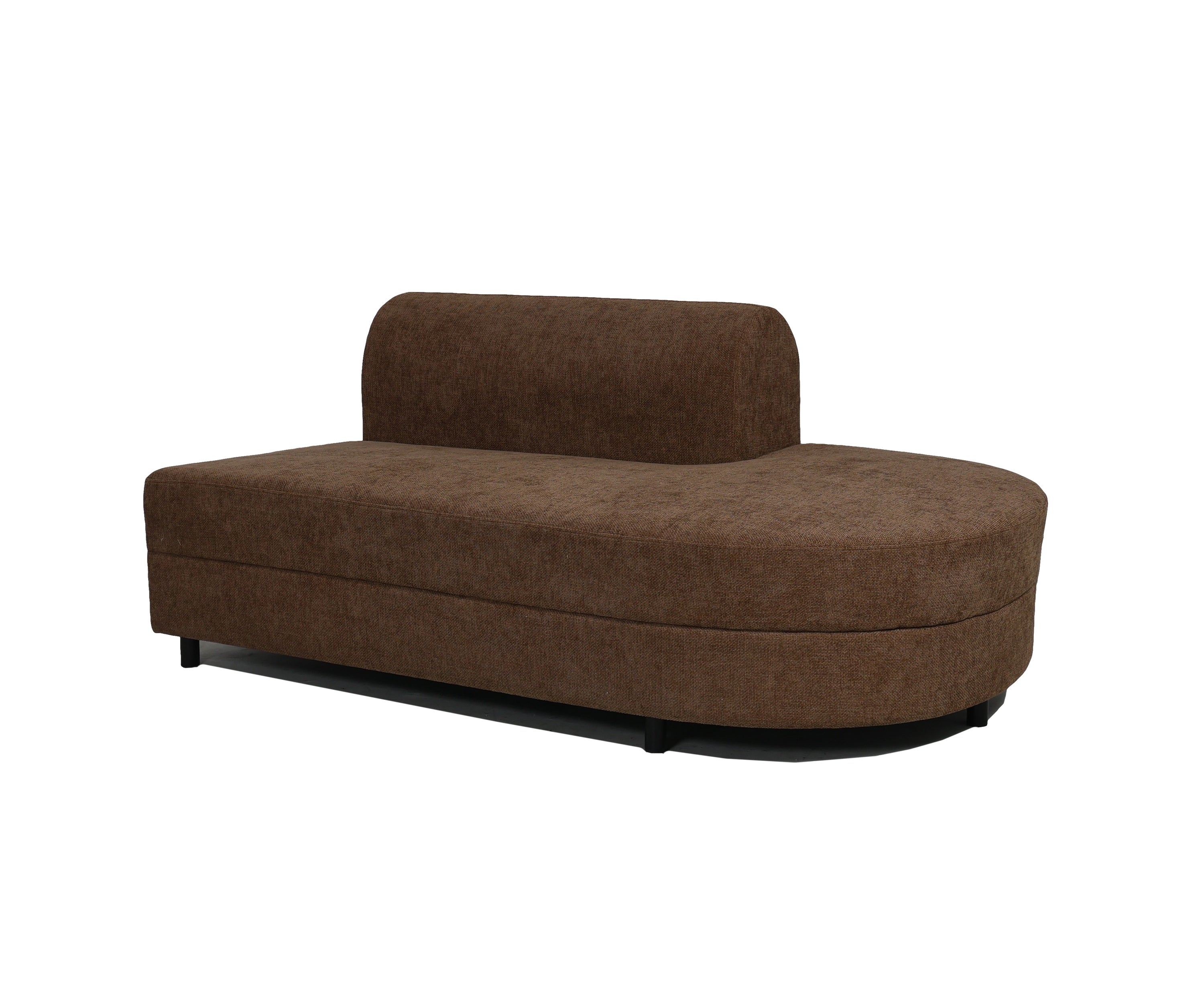 Bouclé Curved Sectional Sofa in Warm Mocha Brown