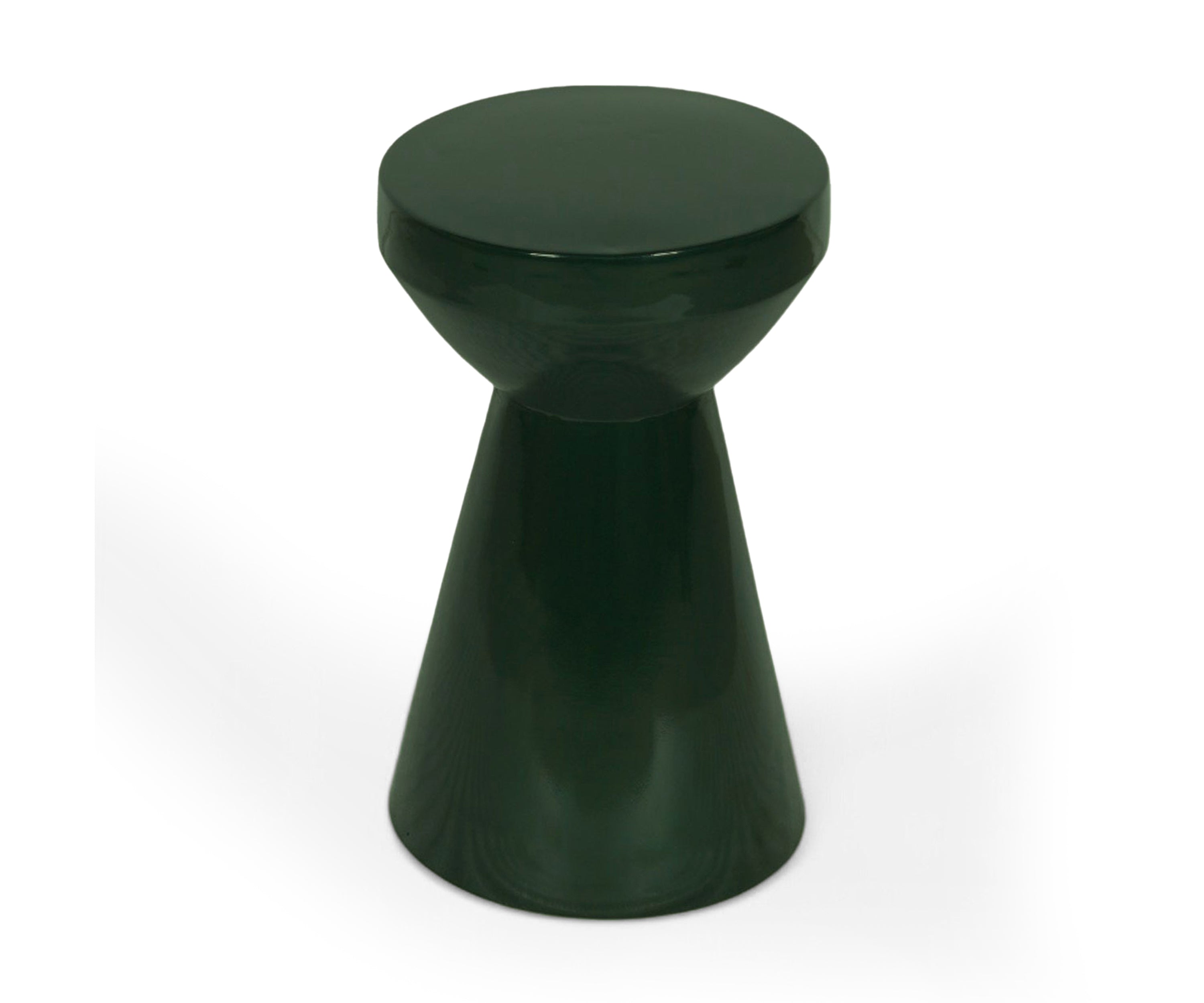 Emerald Green Metal Side Table with Tapered Pedestal Base