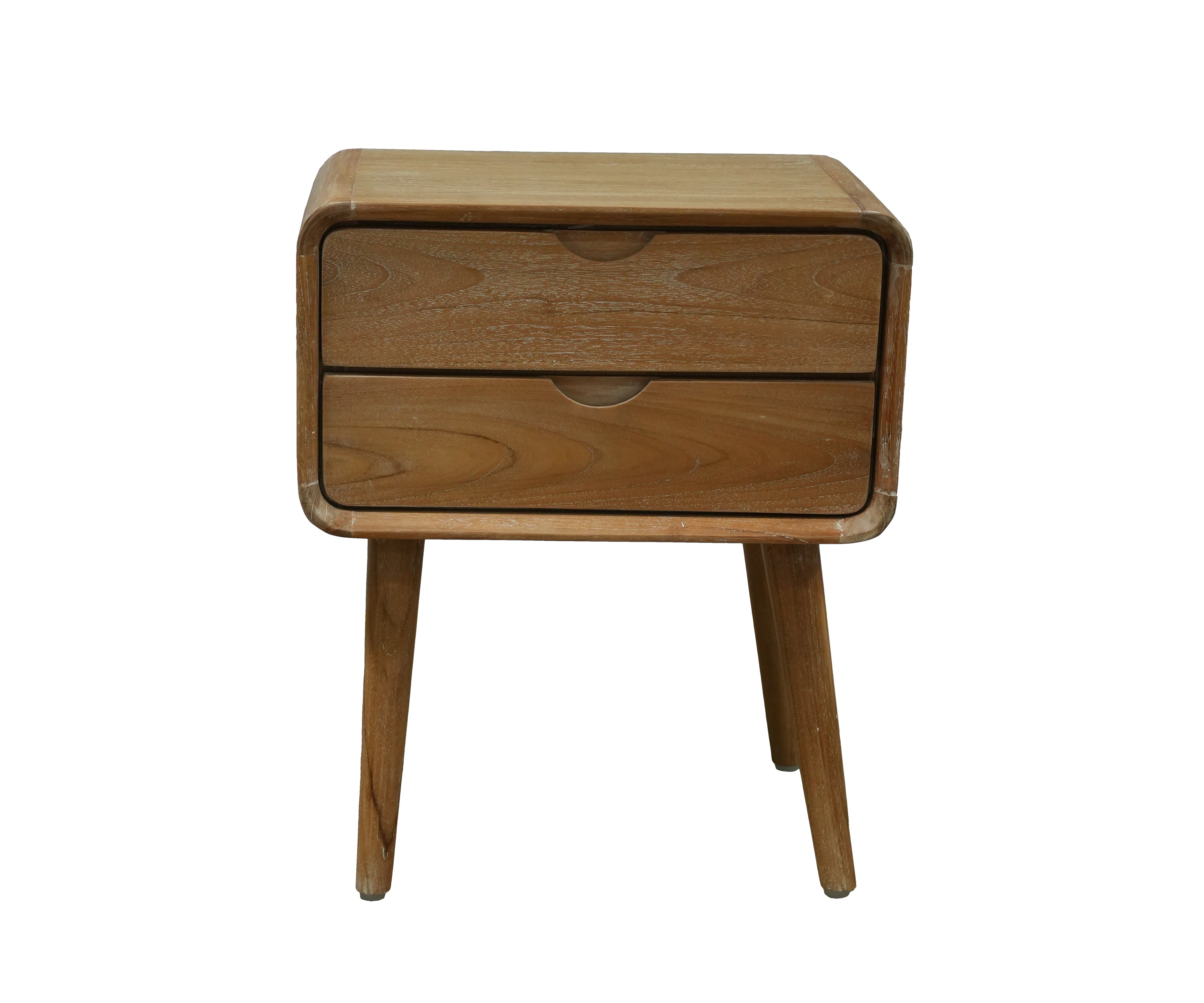 Mid-Century Modern Teak Bedside Table with Two Drawers