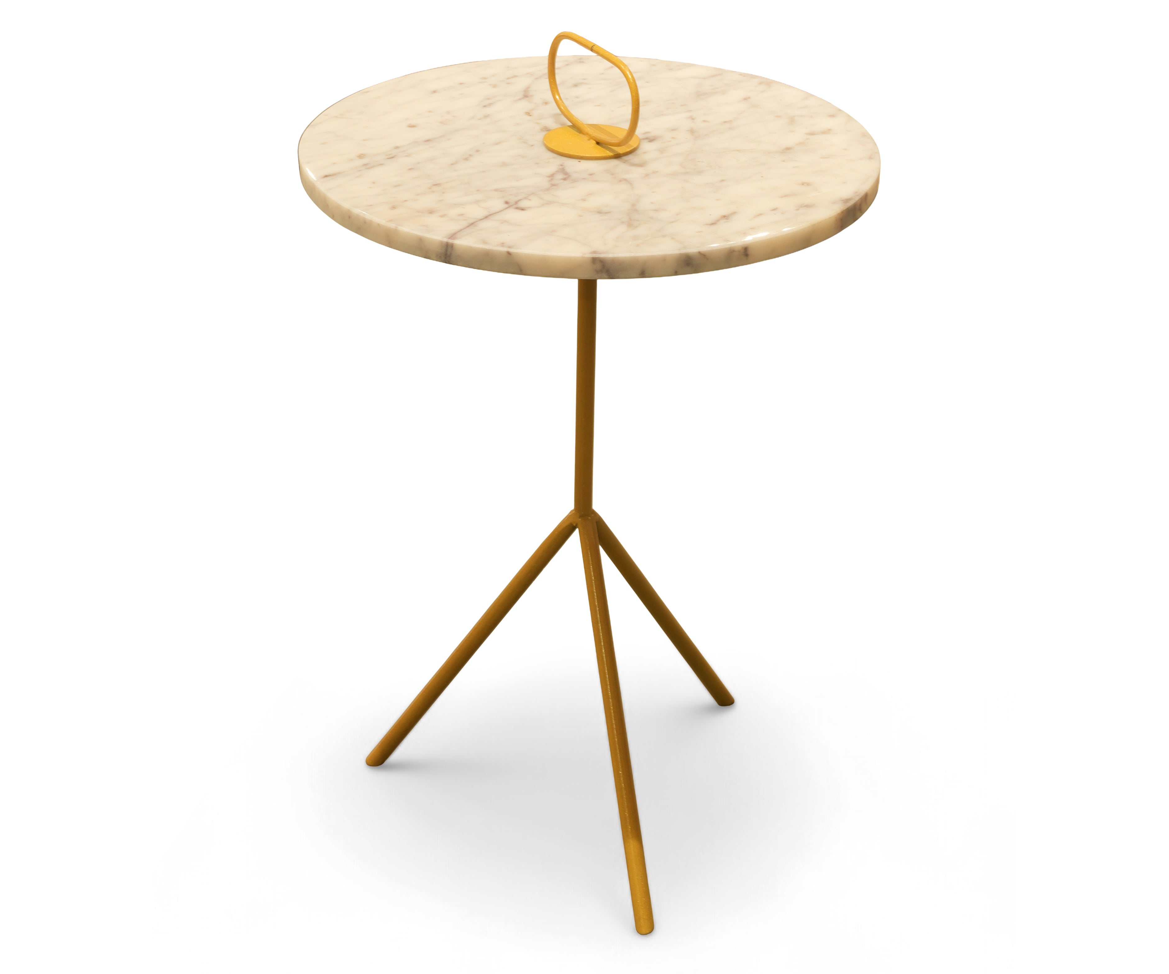 Round Marble Side Table with Gold Tripod Base