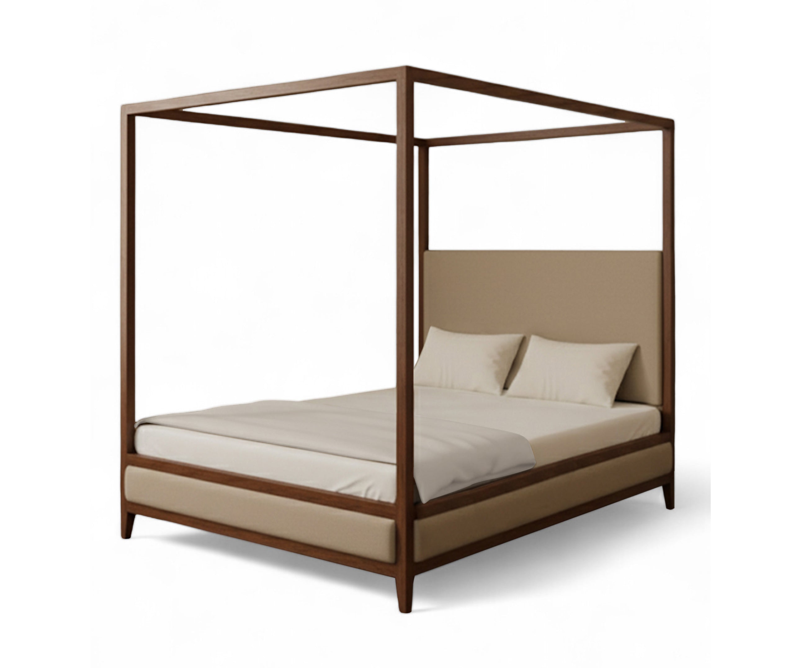 Alden Upholstered Oak Wood Canopy Bed