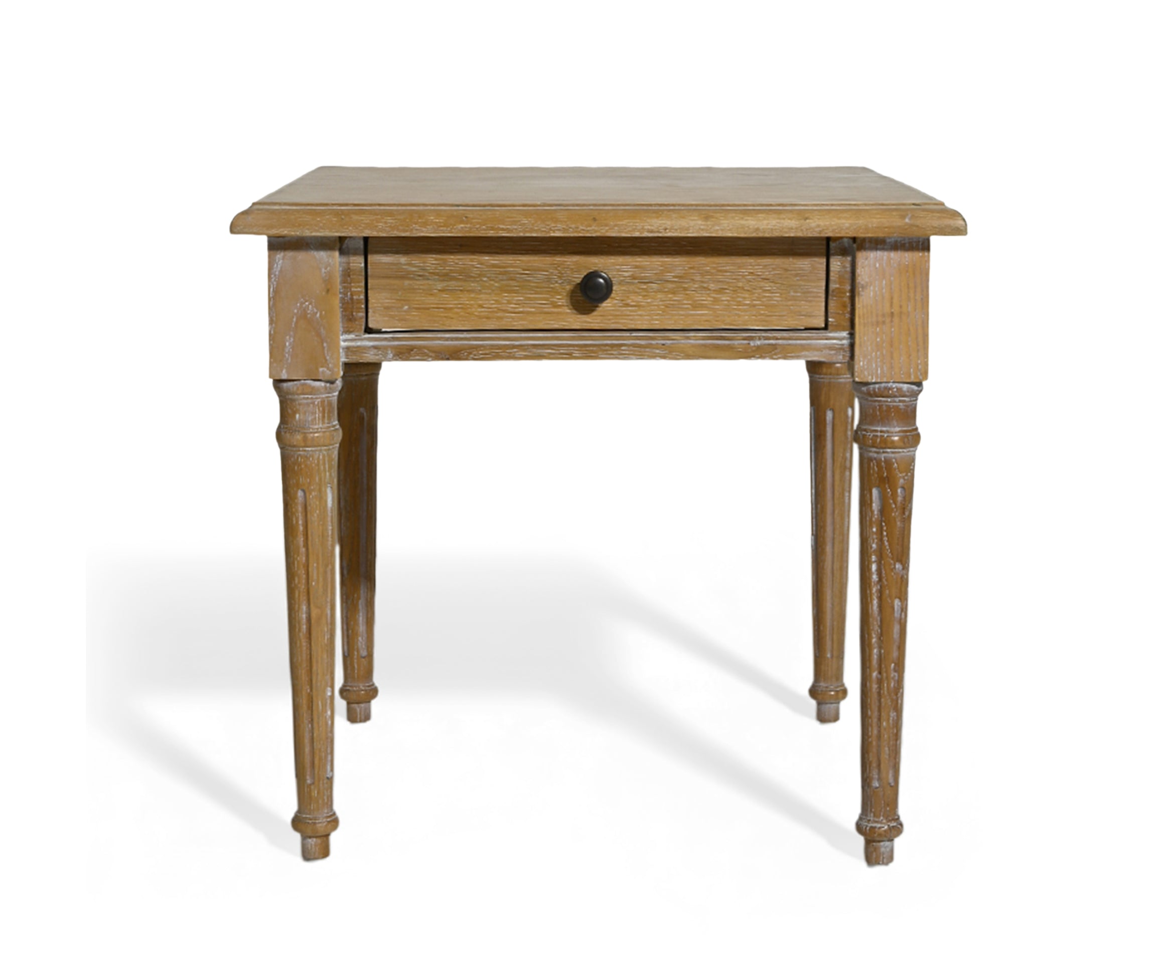 Natural Oak Gustavian Bed Side Table with Drawer