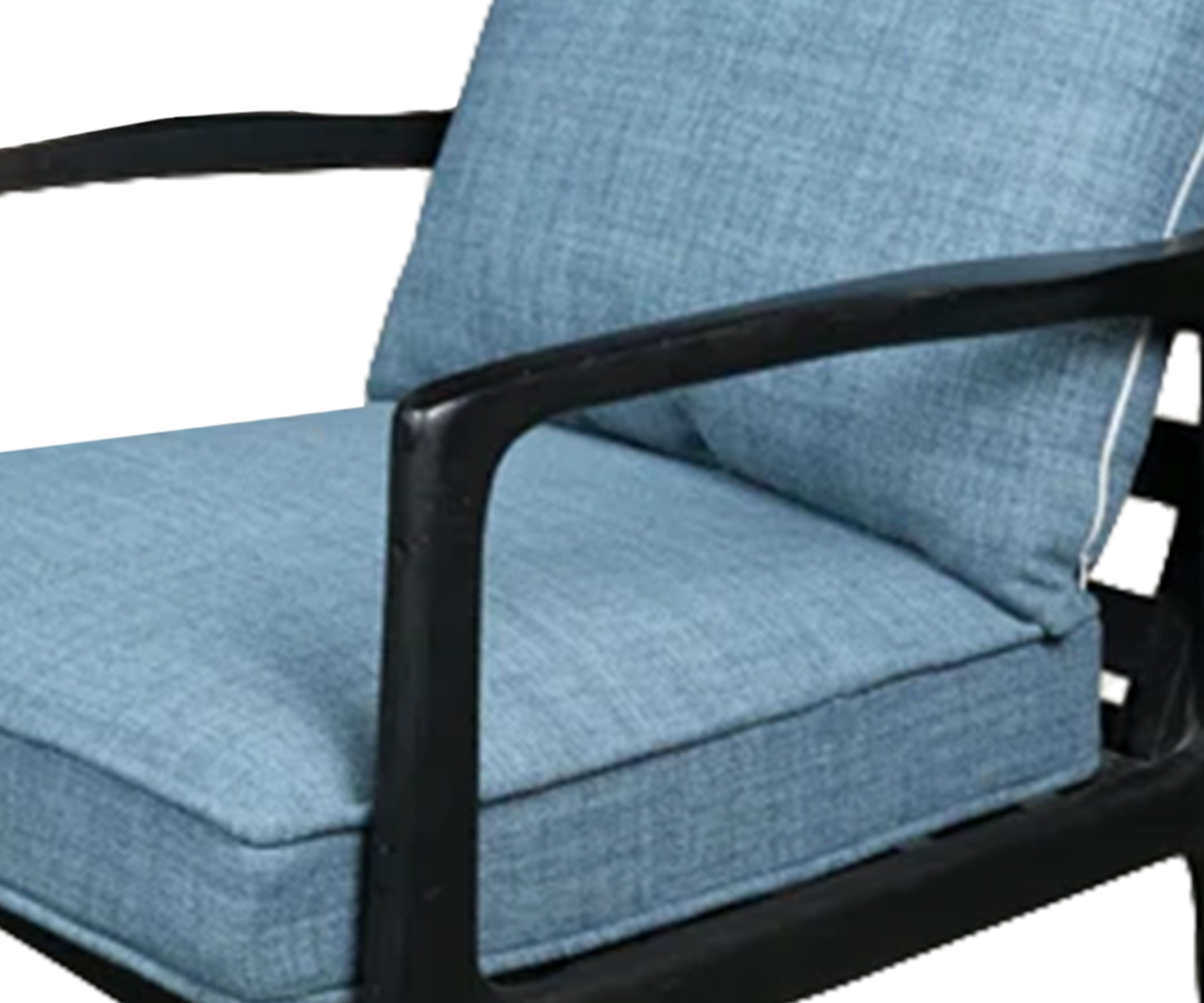 Mid-Century Textured Blue Single Seater Sofa with Solid Wooden Frame