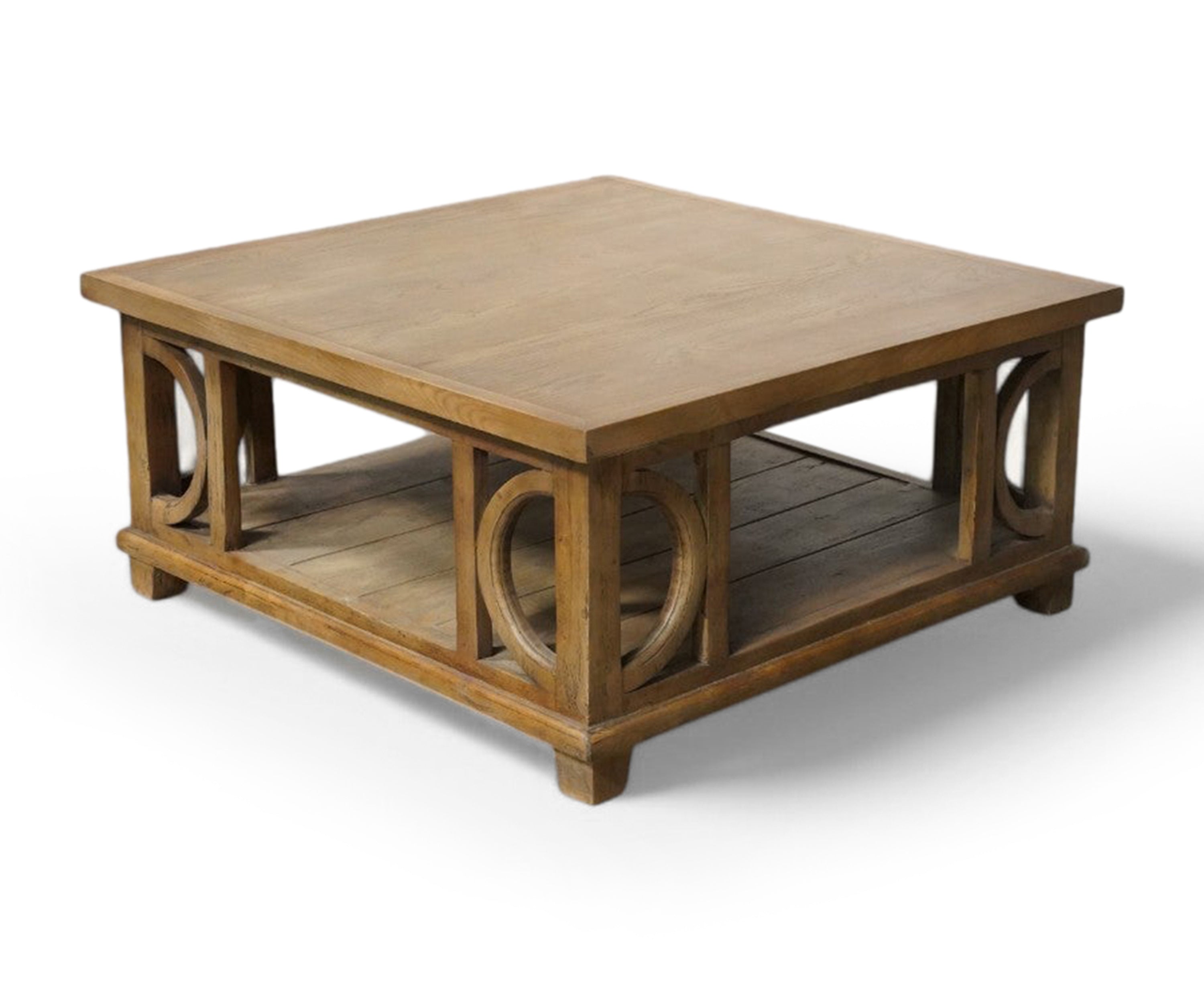 Square Solid Wood Centre Table with open shelf