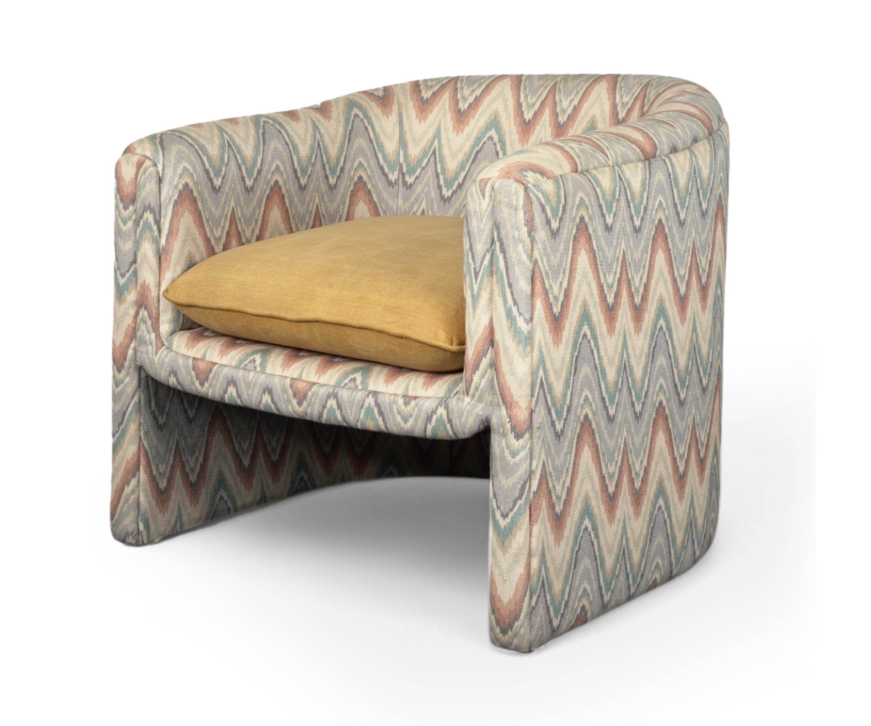 Chevron Printed Cotton Accent Arm Chair
