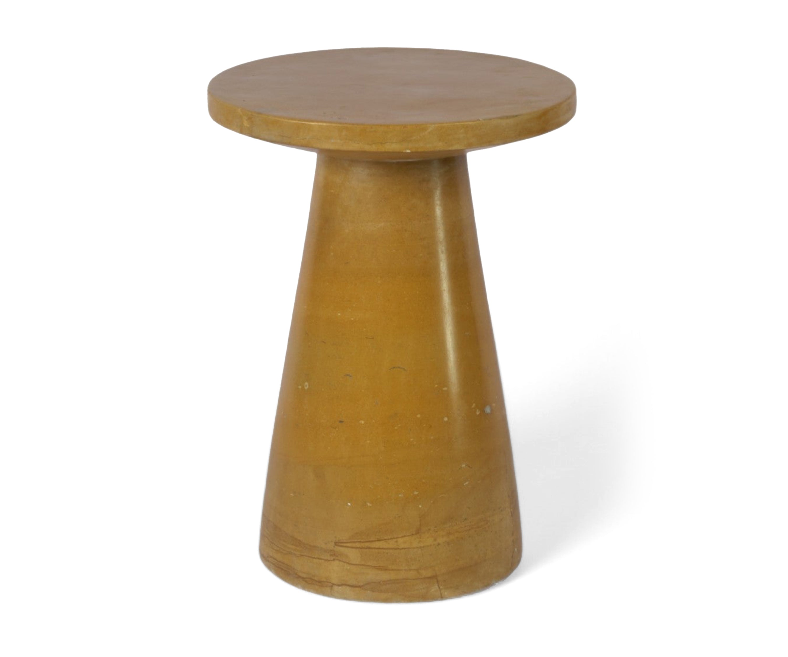 Ochre Round Side Table with Tapered Pedestal Base
