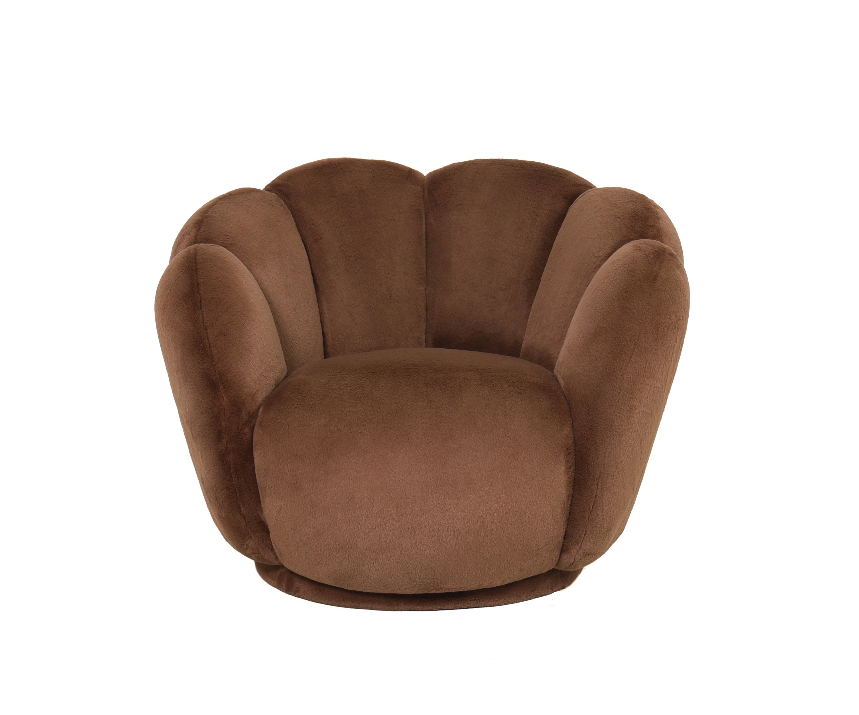 Petal Back Swivel Accent Chair in Chocolate Brown Velvet