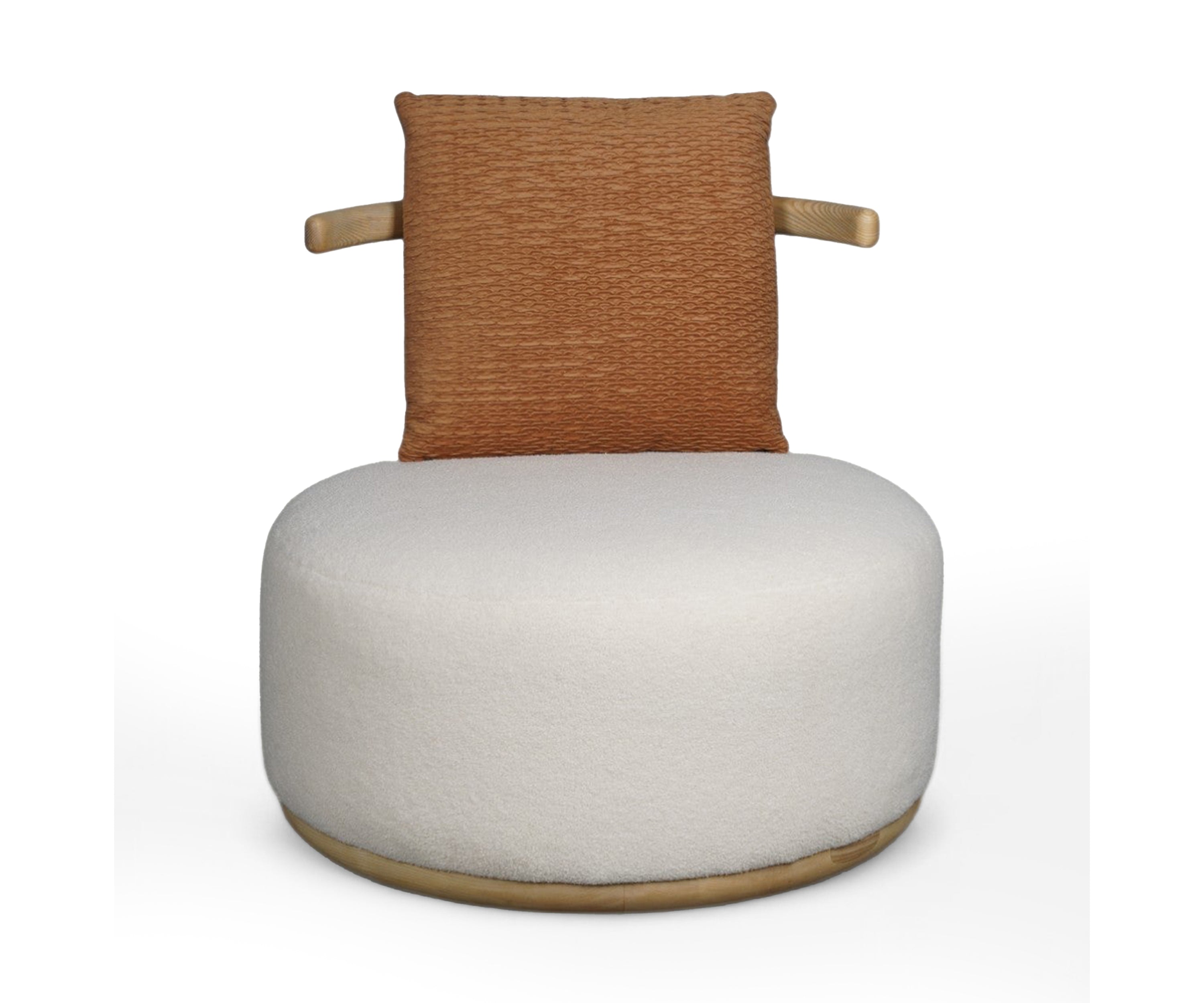 Oak Frame Round Lounge Chair with Cushion