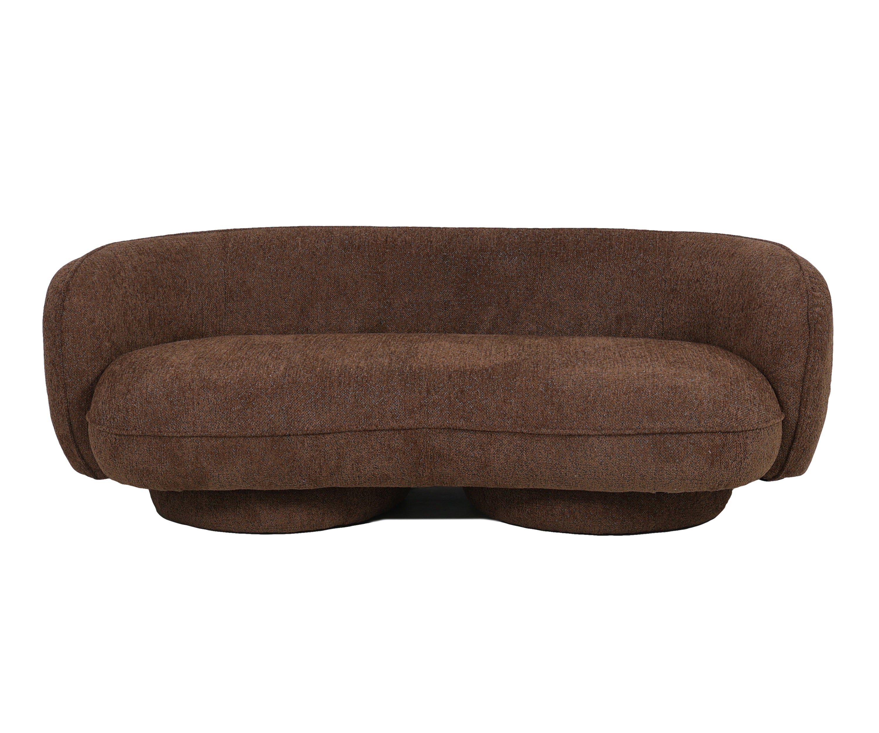 Deep Brown Bouclé Upholstered Curved Sofa