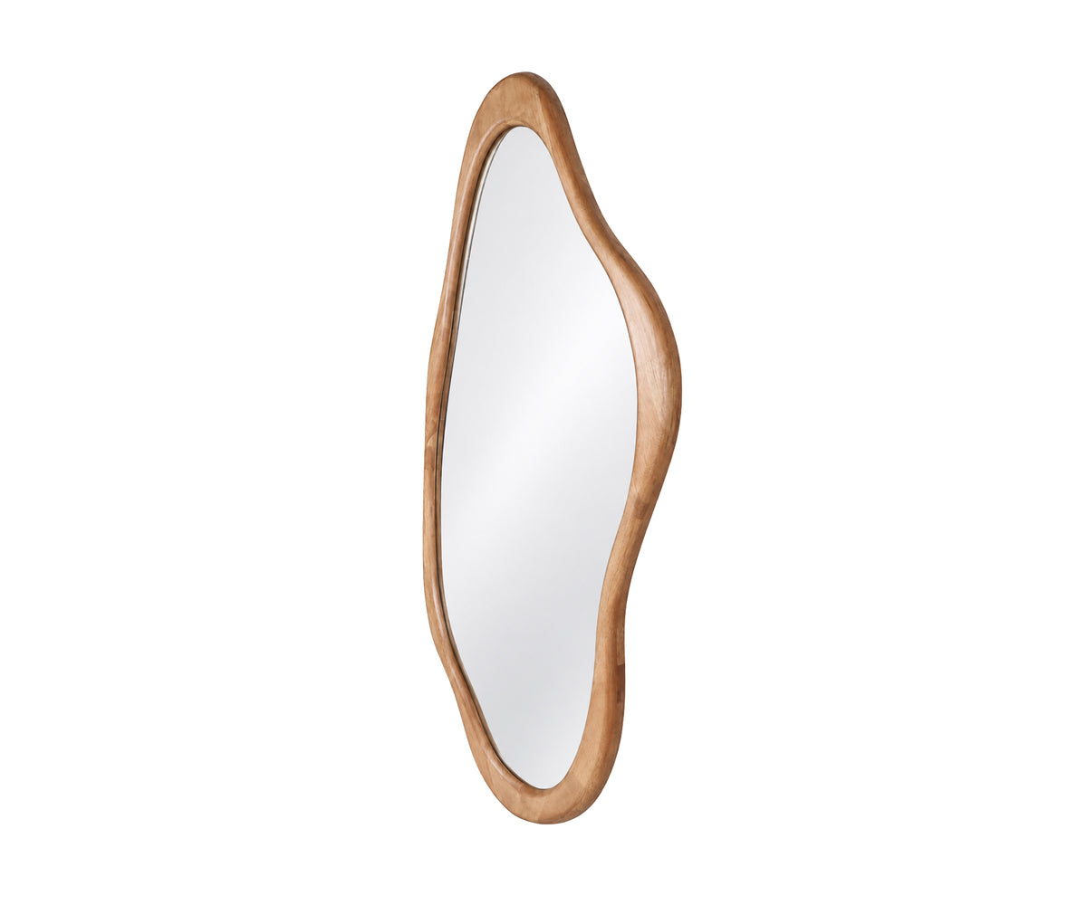 Natural Wood Amphoric Sculptural Wall Mirror