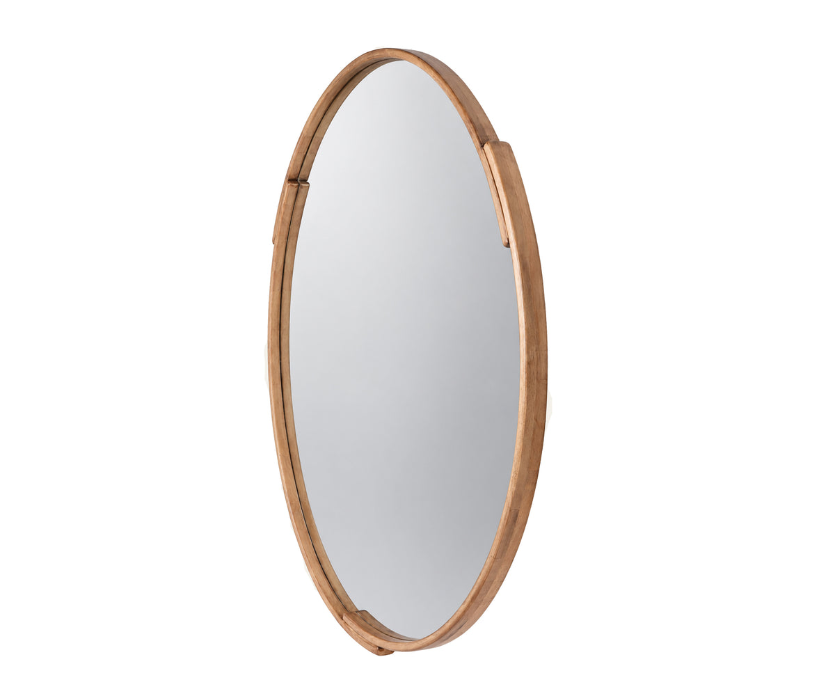 Natural Wood Segmented Circular Wall Mirror