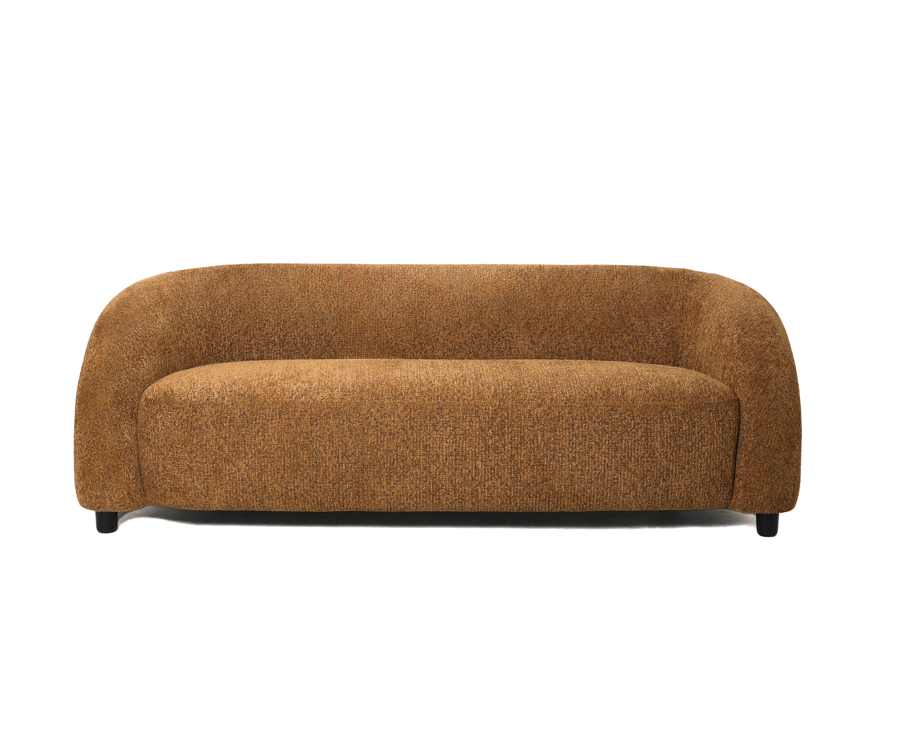 Bouclé Bolster 3 Seater Sofa – Sculpted Curves in Warm Amber