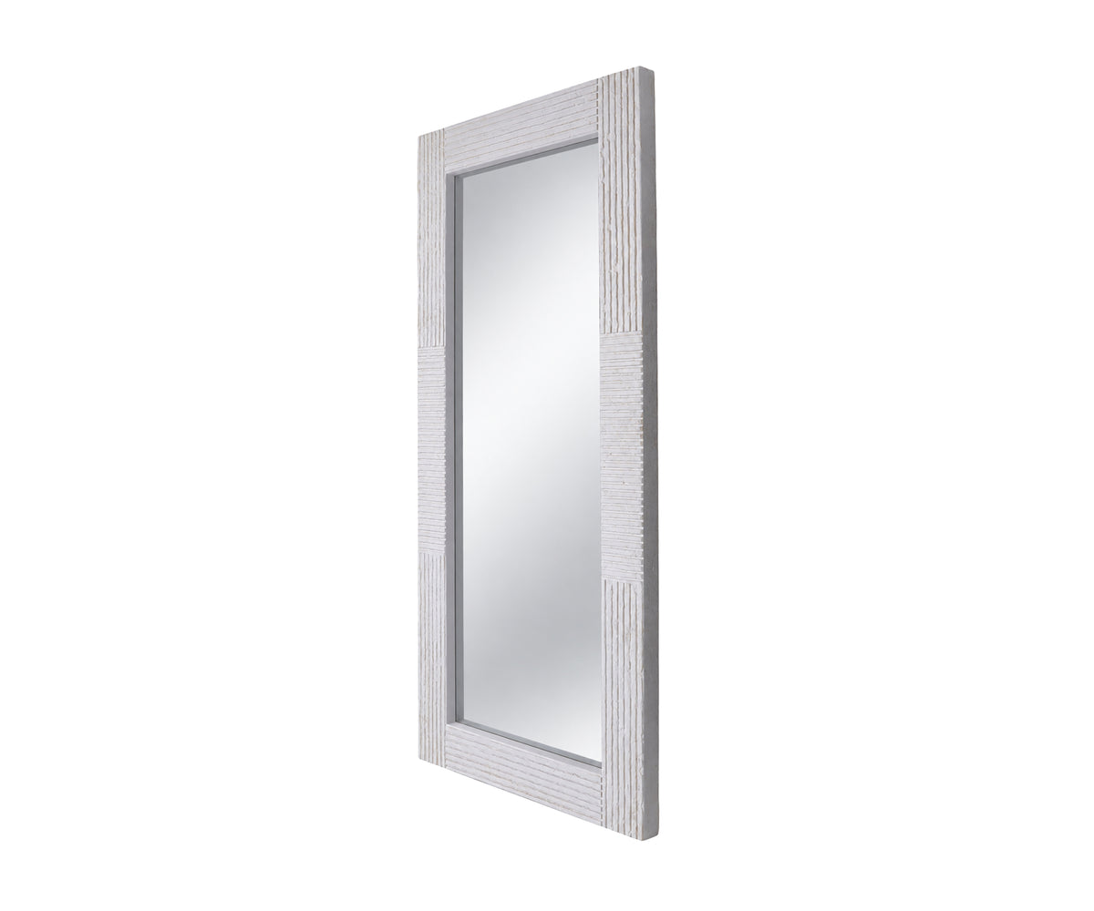 Rectangular Fluted Wall Mirror with White Frame