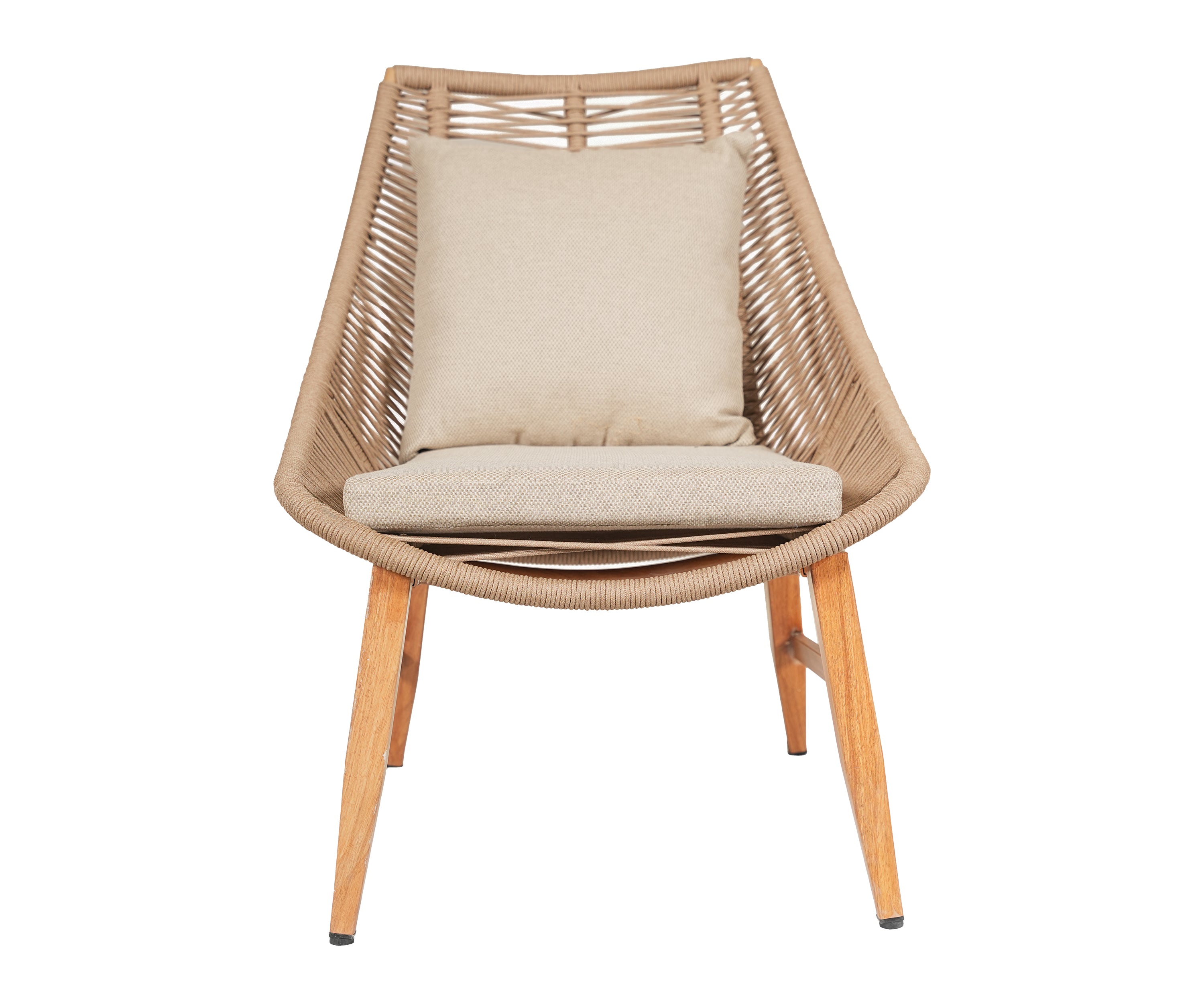 Nylon Rope Back Outdoor Lounge Chair with Metal Frame