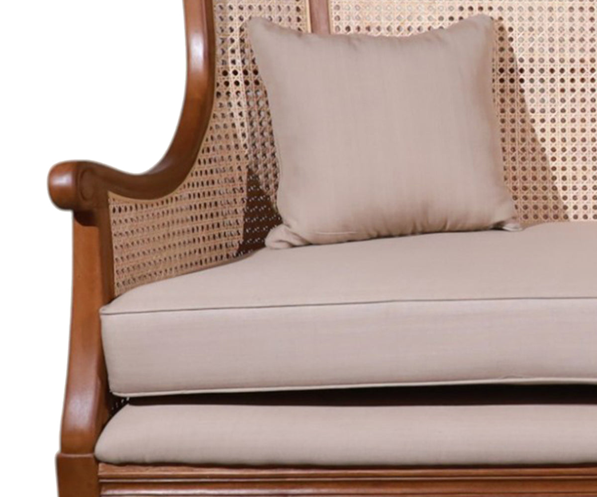High-Back Cane 2-Seater Sofa with Turned Baluster Legs