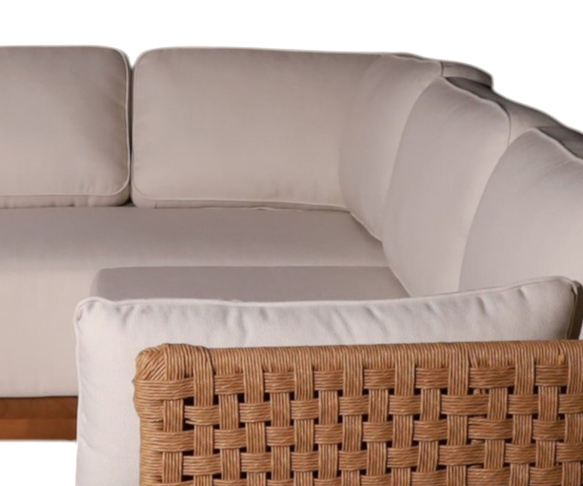 5-Seater L-Shaped Outdoor Sectional Sofa with Woven Side Panels