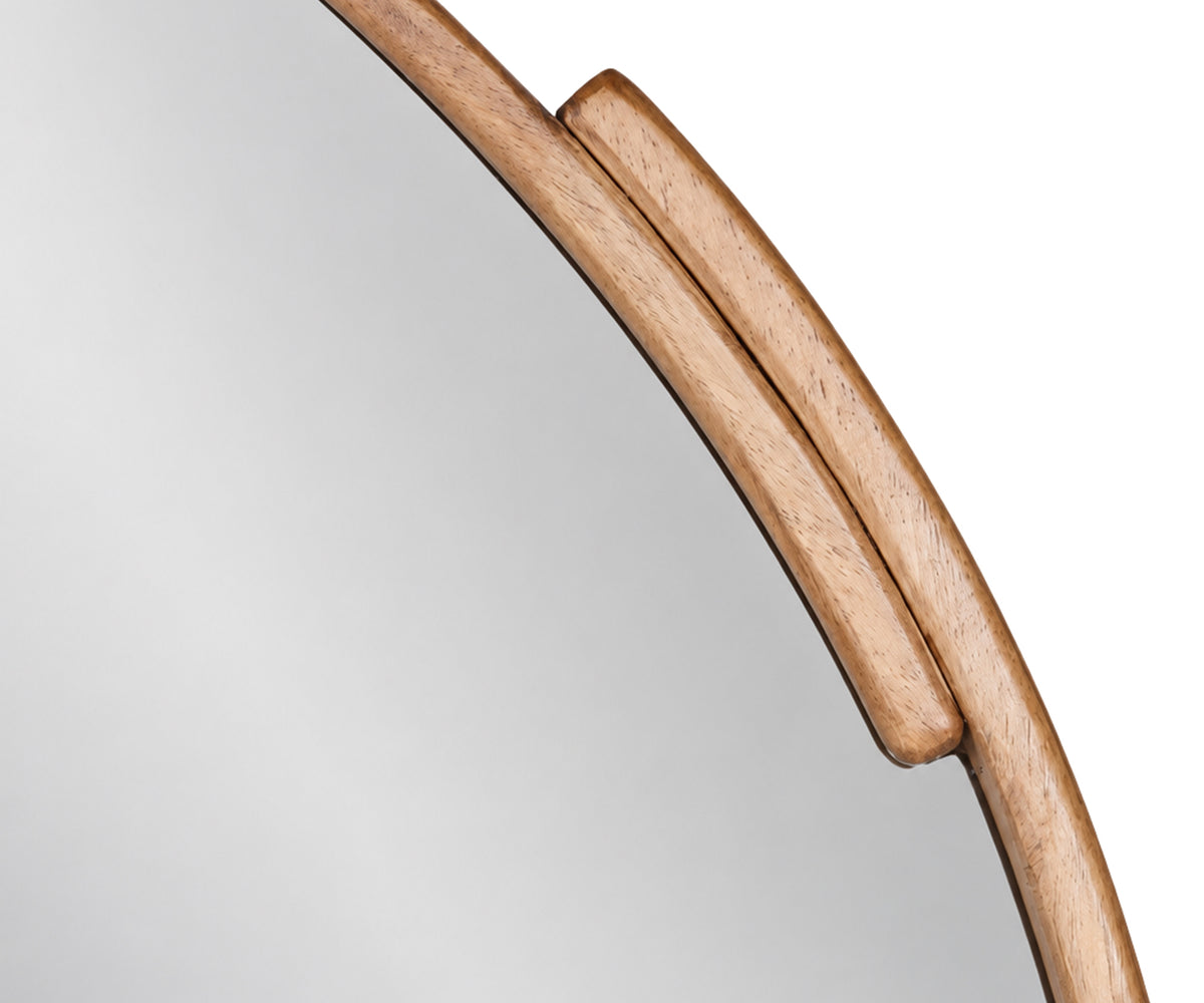 Natural Wood Segmented Circular Wall Mirror