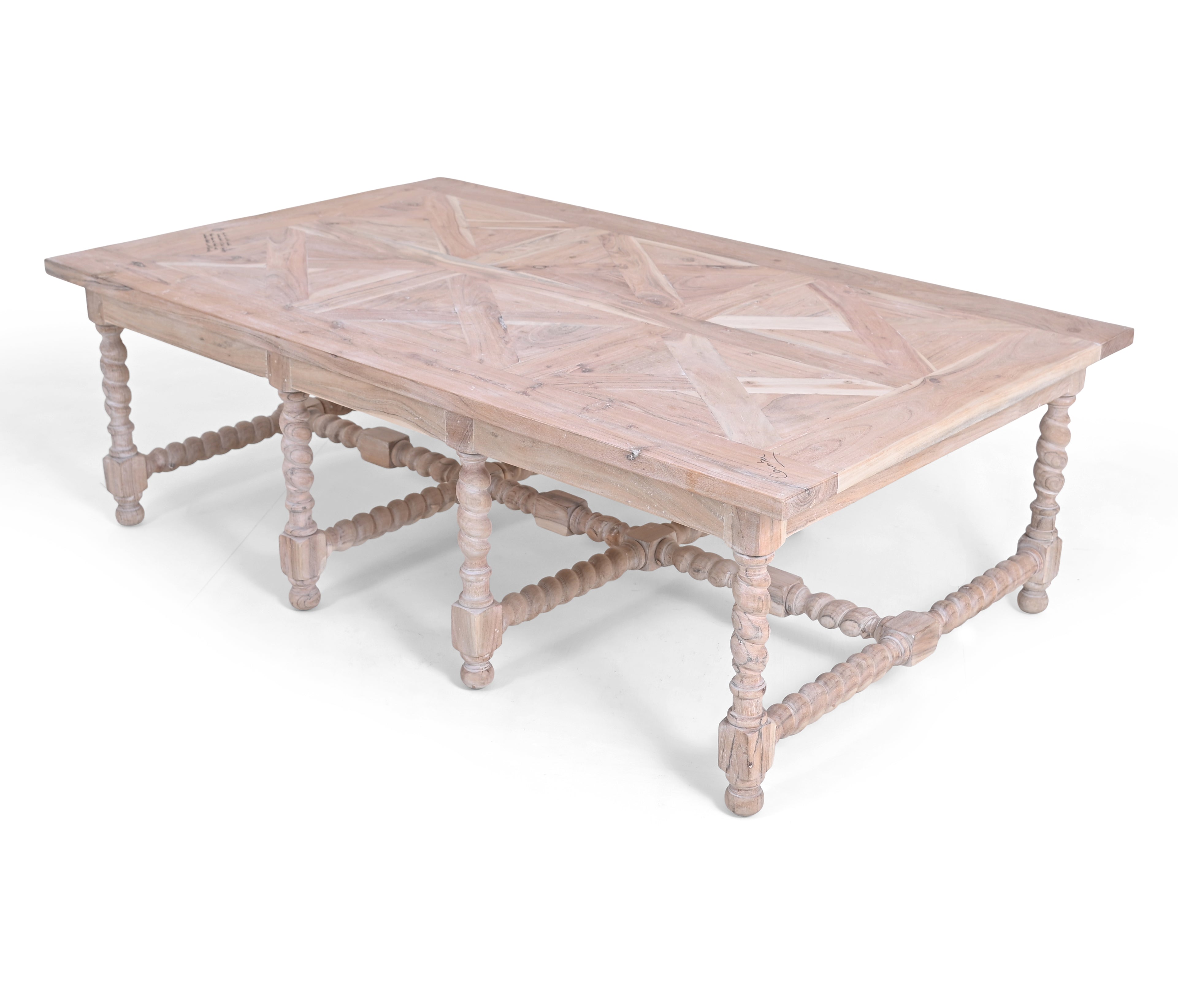 Barley Twist Solid Wood Coffee Table - Pink
