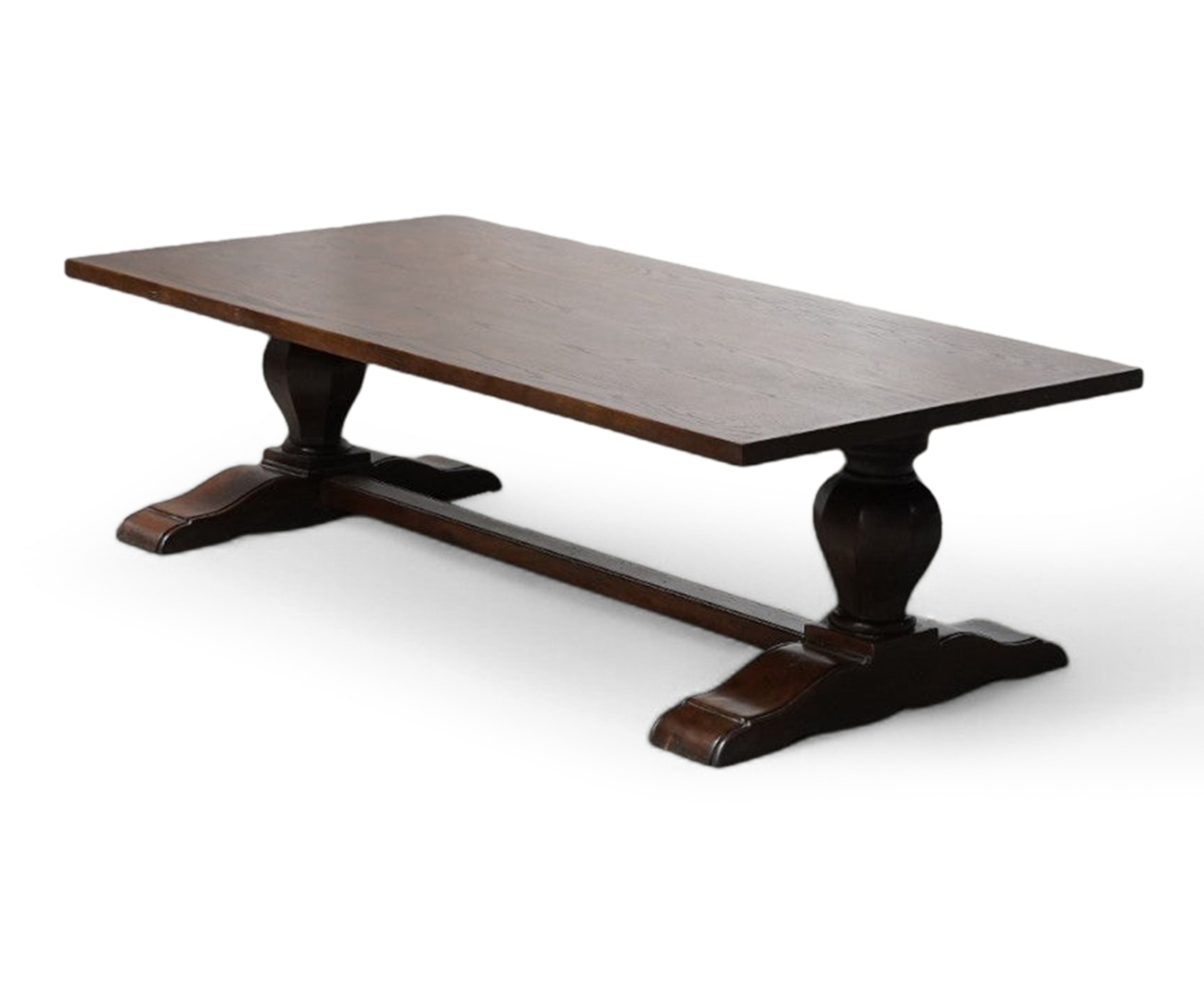 Walnut Finish Wooden Coffee Table with Pedestal Base