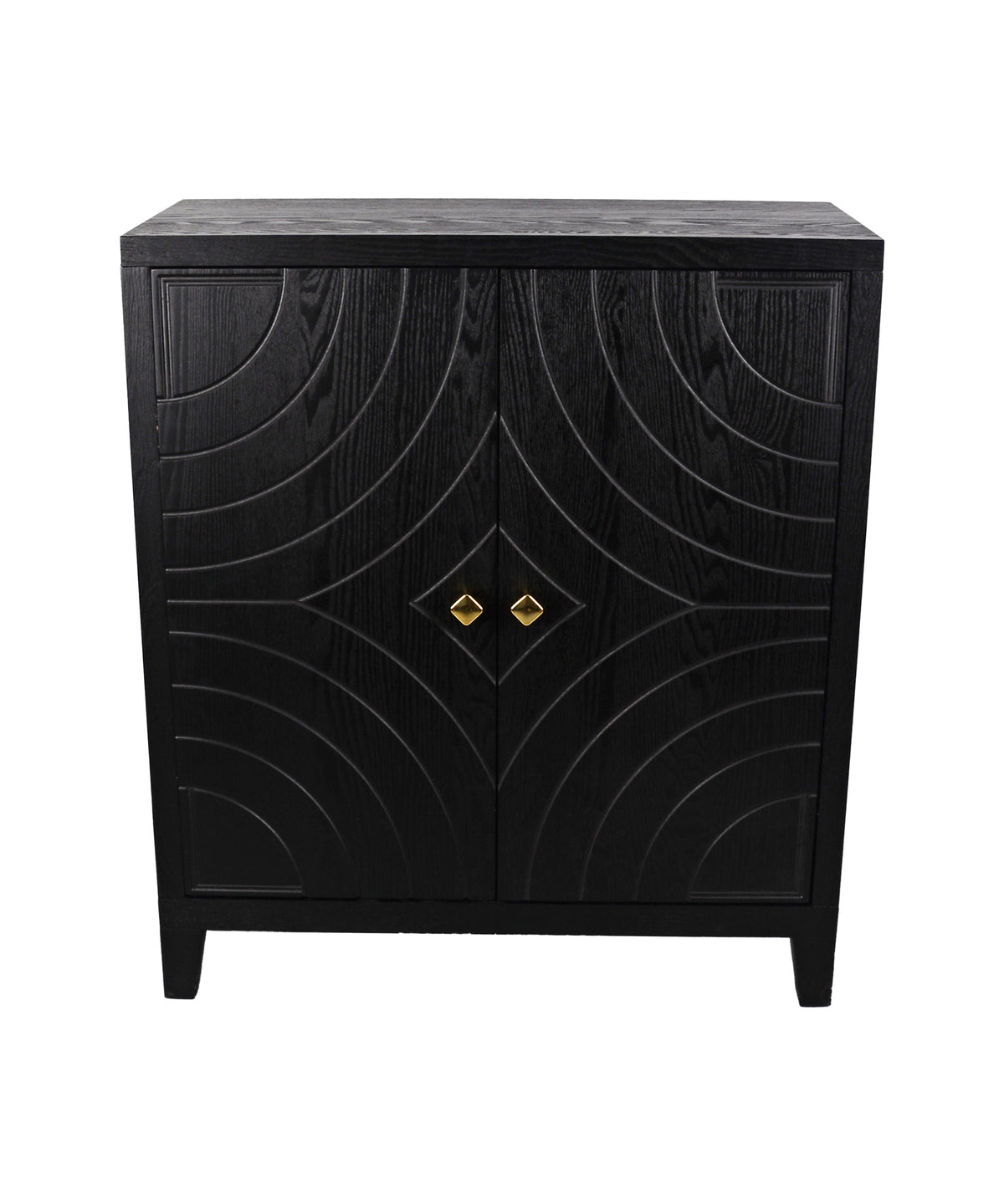 Black Arc-Groove Double-Door Cabinet