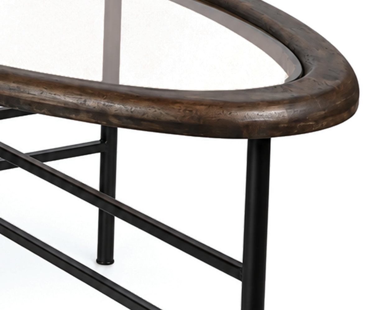Oval Glass Grande Coffee Table with Matte Black Metal Frame