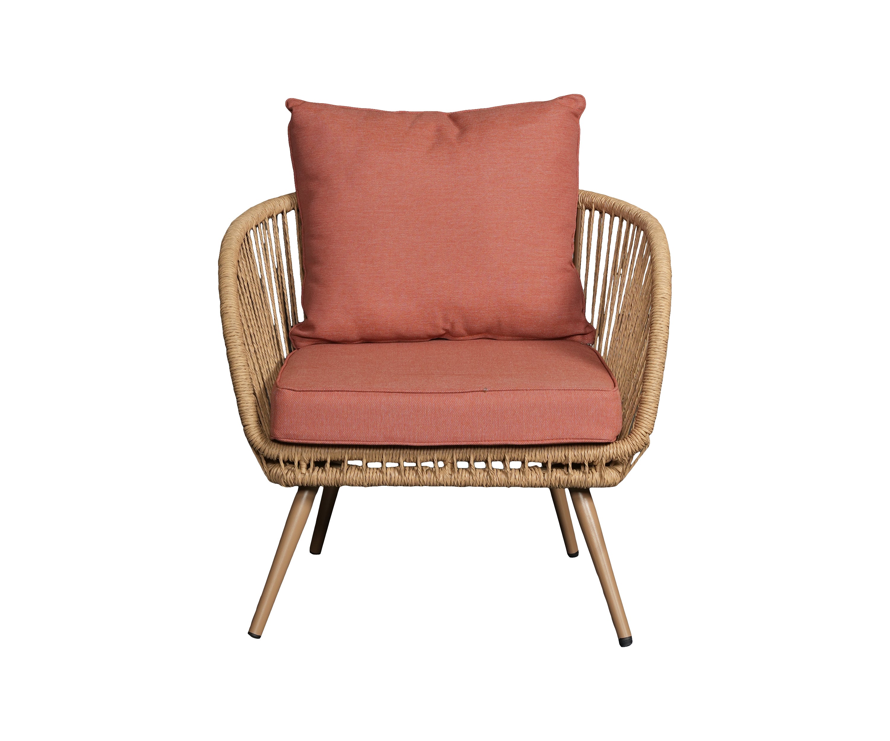 Brown Nypon Rope Outdoor Armchair with Terracotta Cushioned Seat