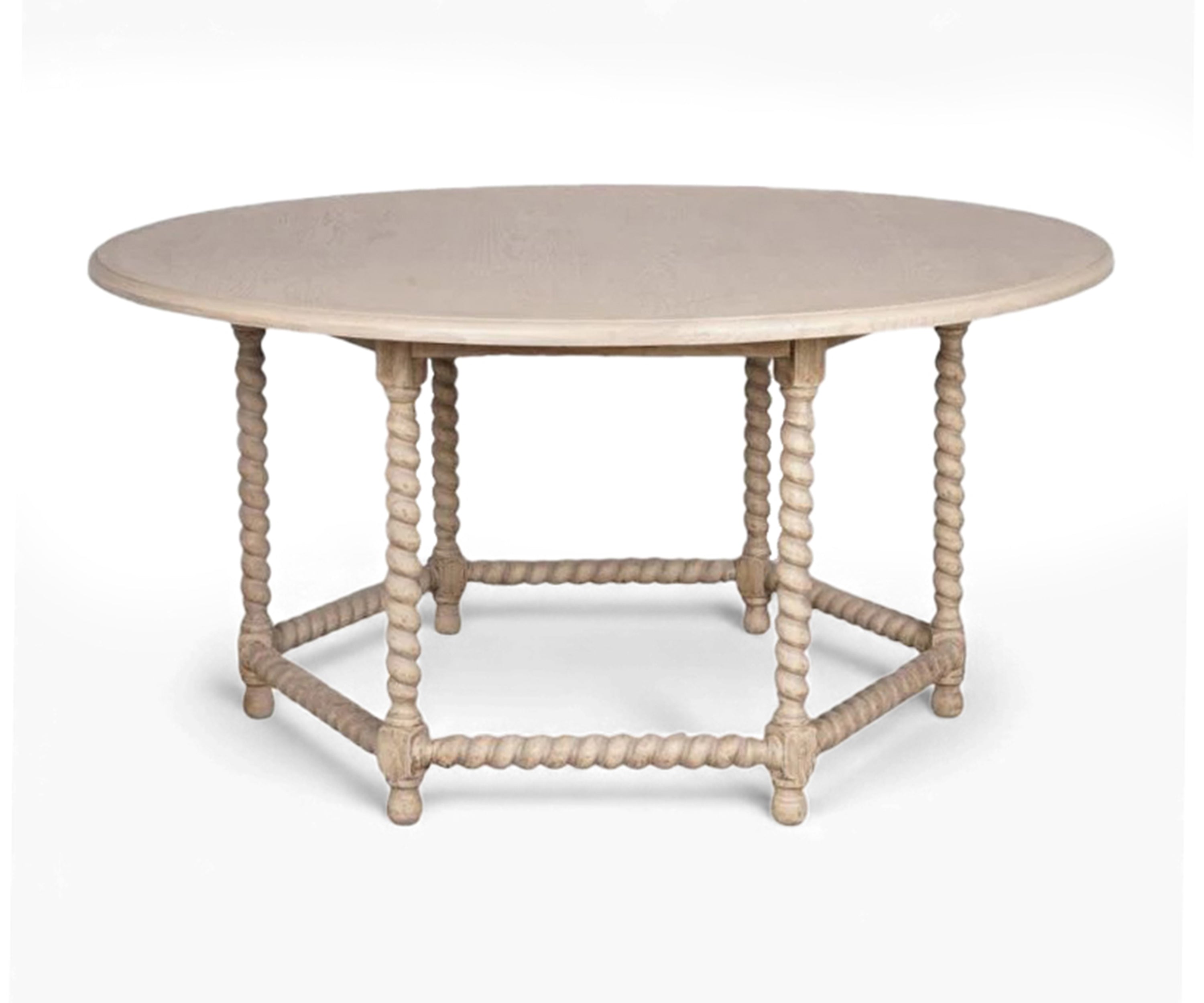 Rustic Solid Wood 6 Seater Dining Table with Barley Twist Legs