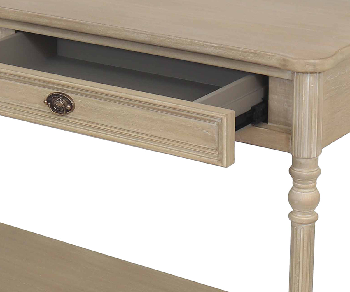 2-Tier Turned Leg 2-Drawer Console Table with Storage Shelf
