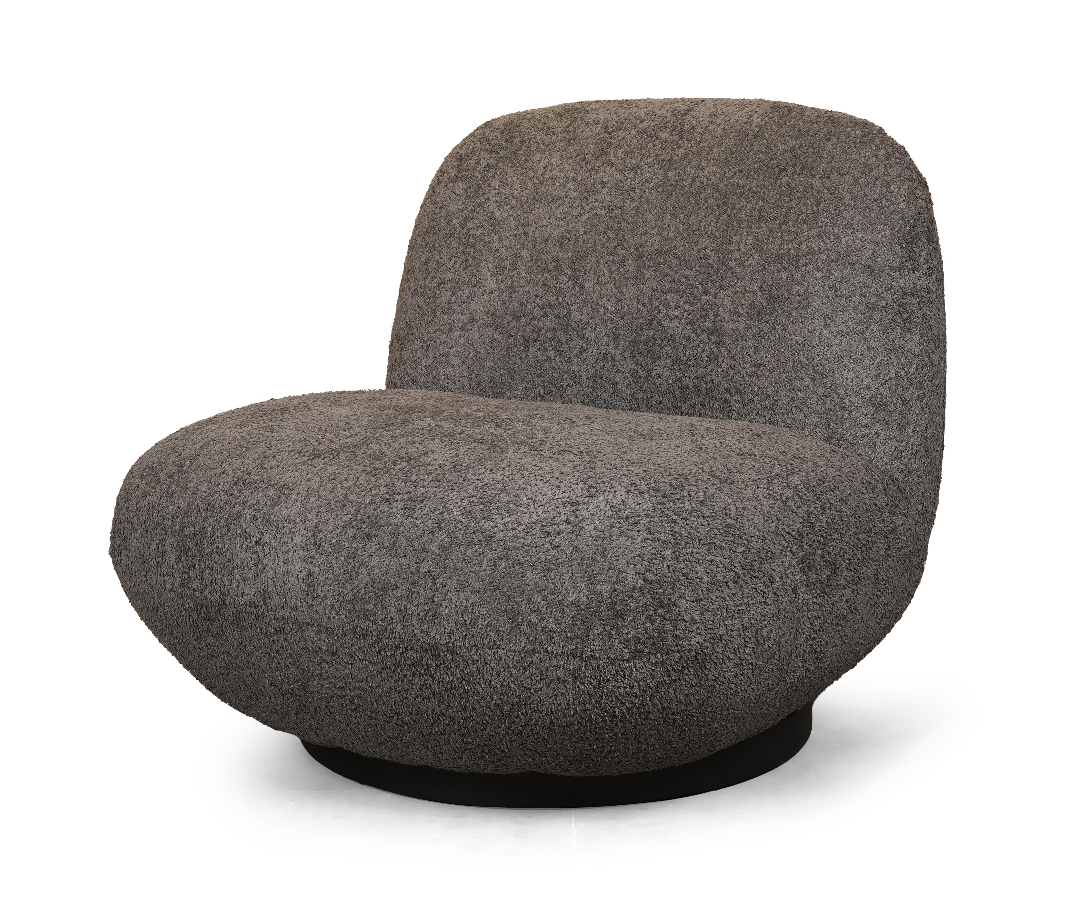 Charcoal Bouclé Swivel Lounge Chair