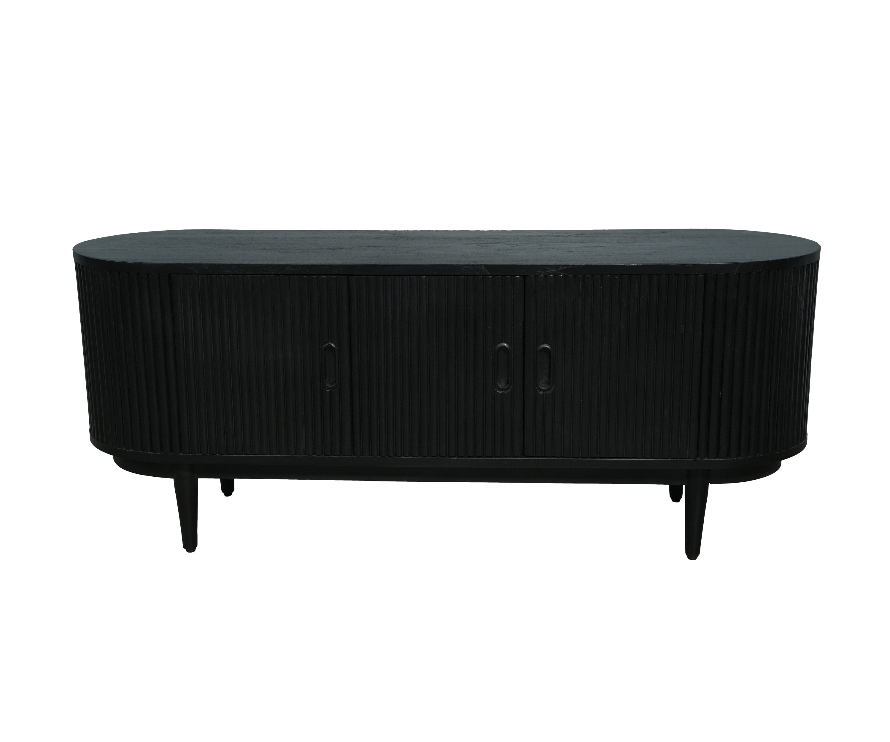 Black Ribbed Oval TV Unit