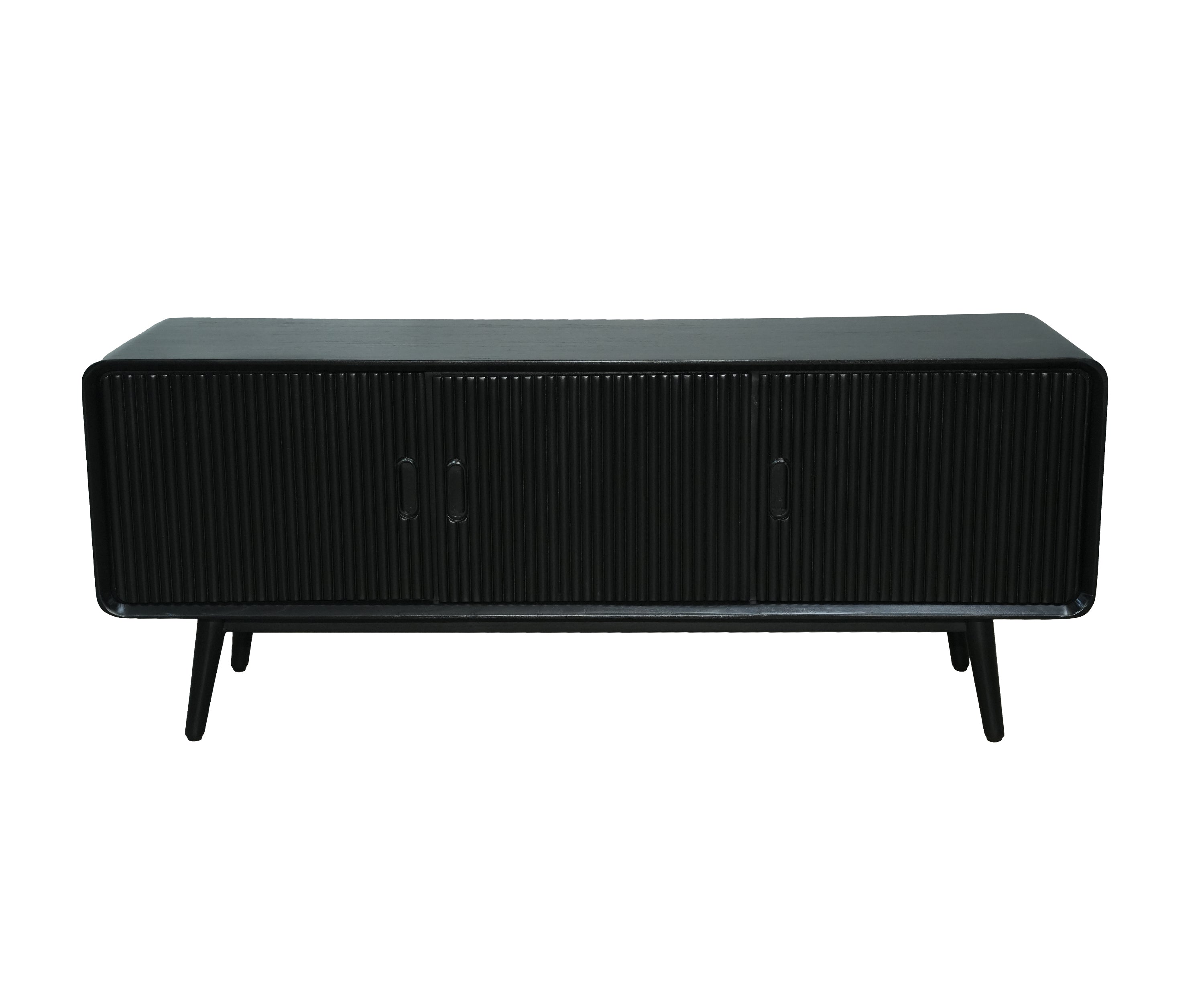 Black Fluted Rectangular TV Unit