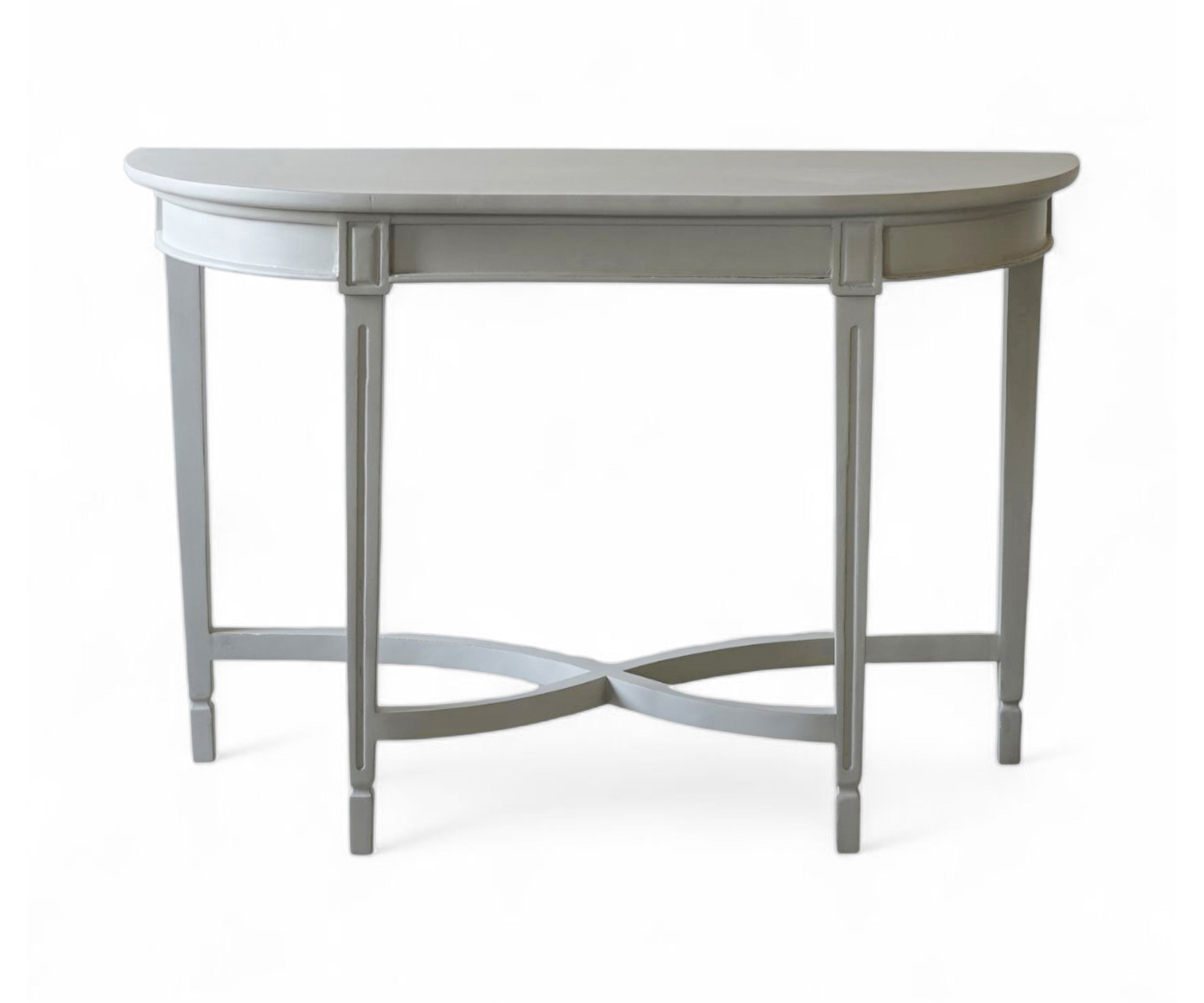 Gustavian Solid Wood Console Table - Distressed White