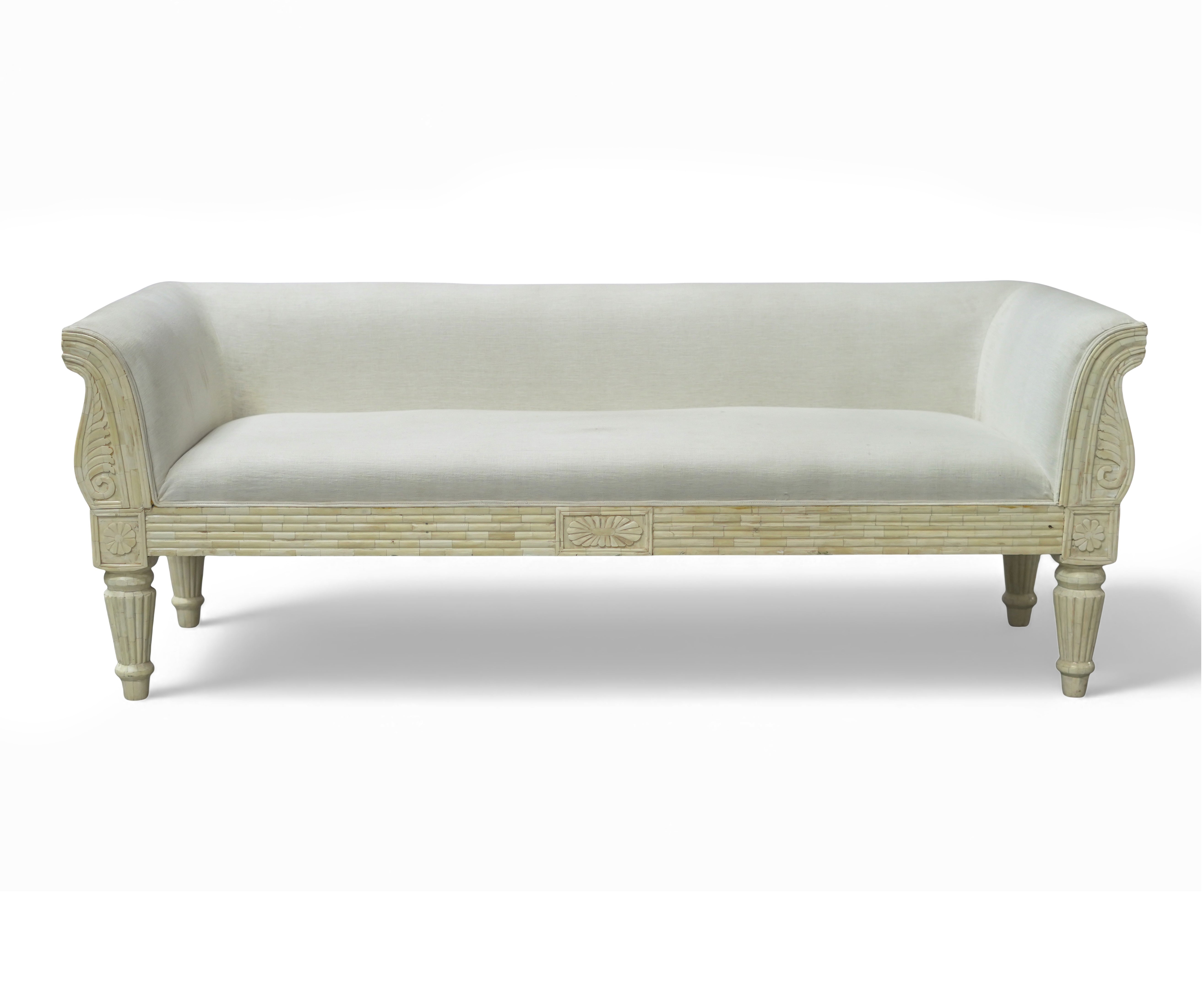 Bone Inlay Linen 3 Seater Sofa