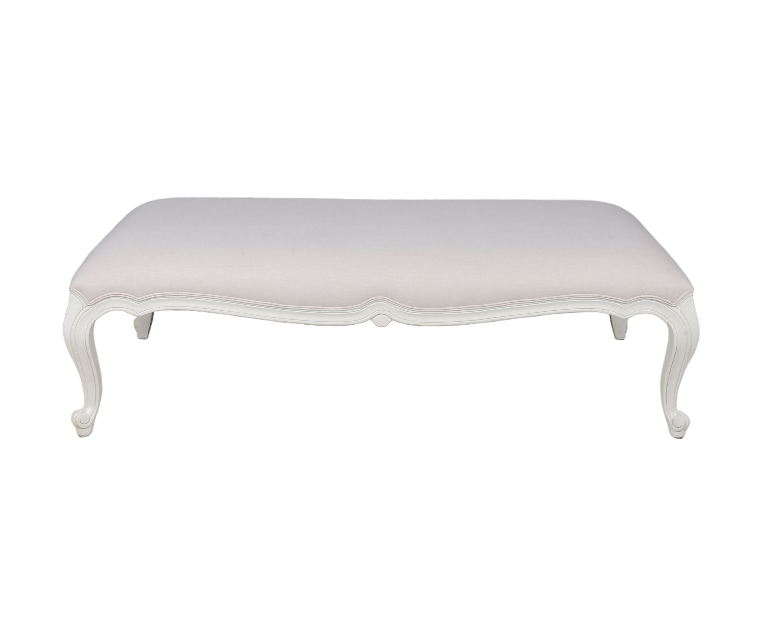 Grey Linen French Style Upholstered Ottoman Bench