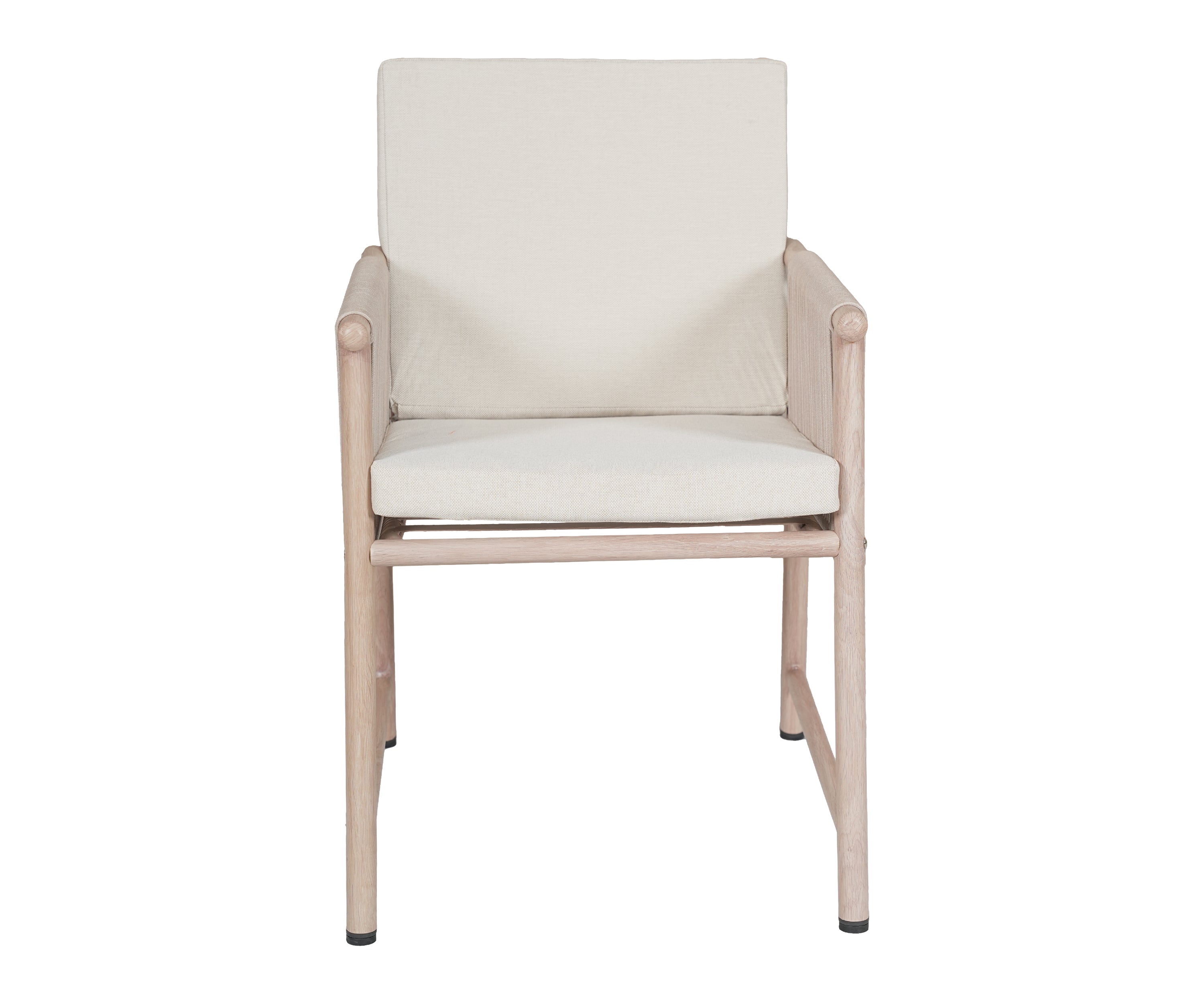Beige Nylon Rope Outdoor Armchair with Metal Frame