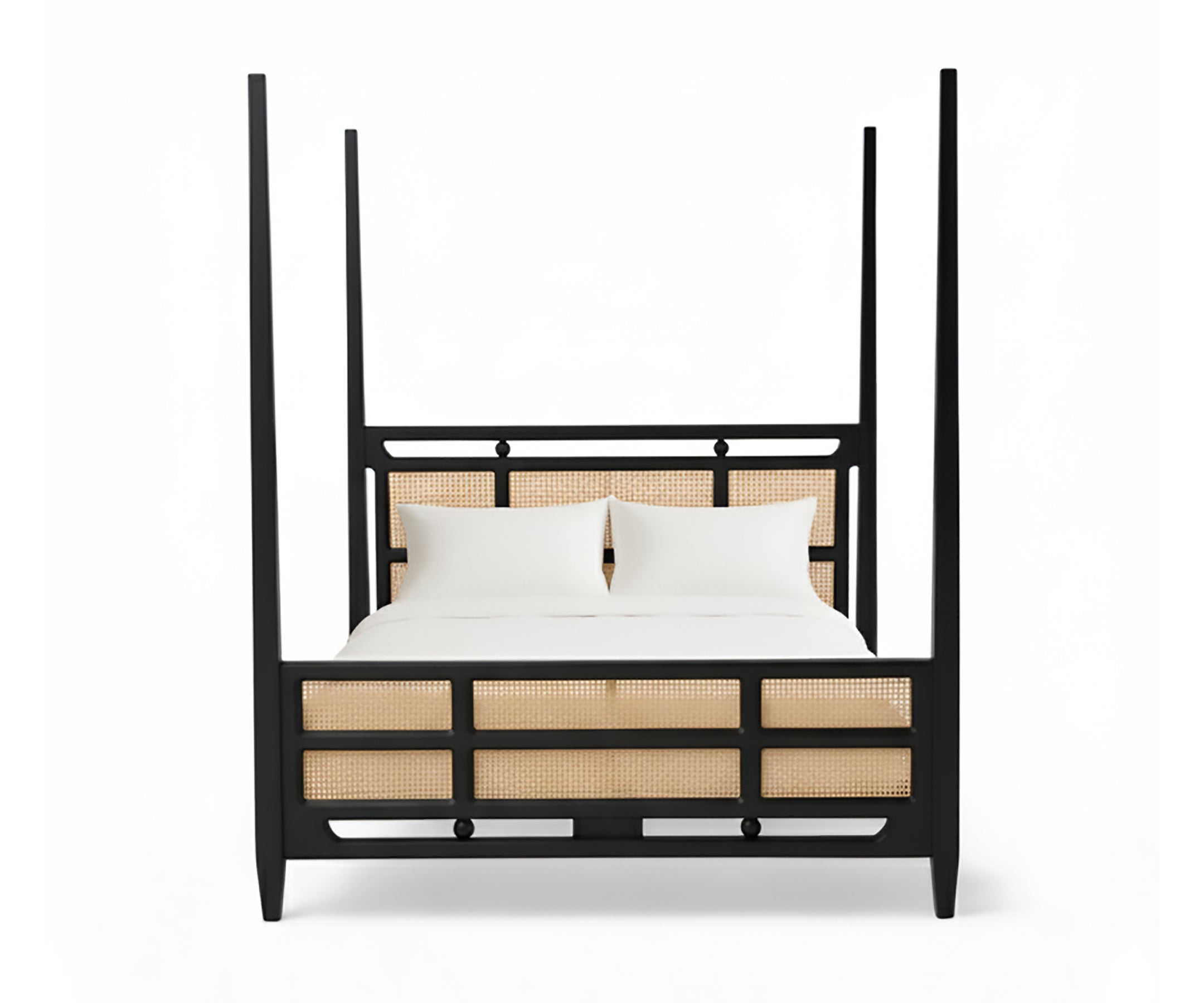 Noir Acacia Wood Cane Poster Bed