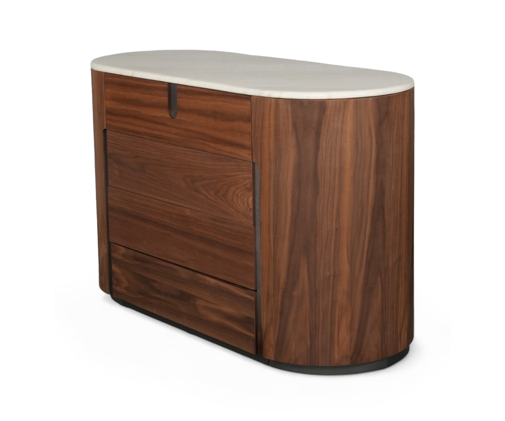 Modern Walnut Chest of Drawers with Marble Top