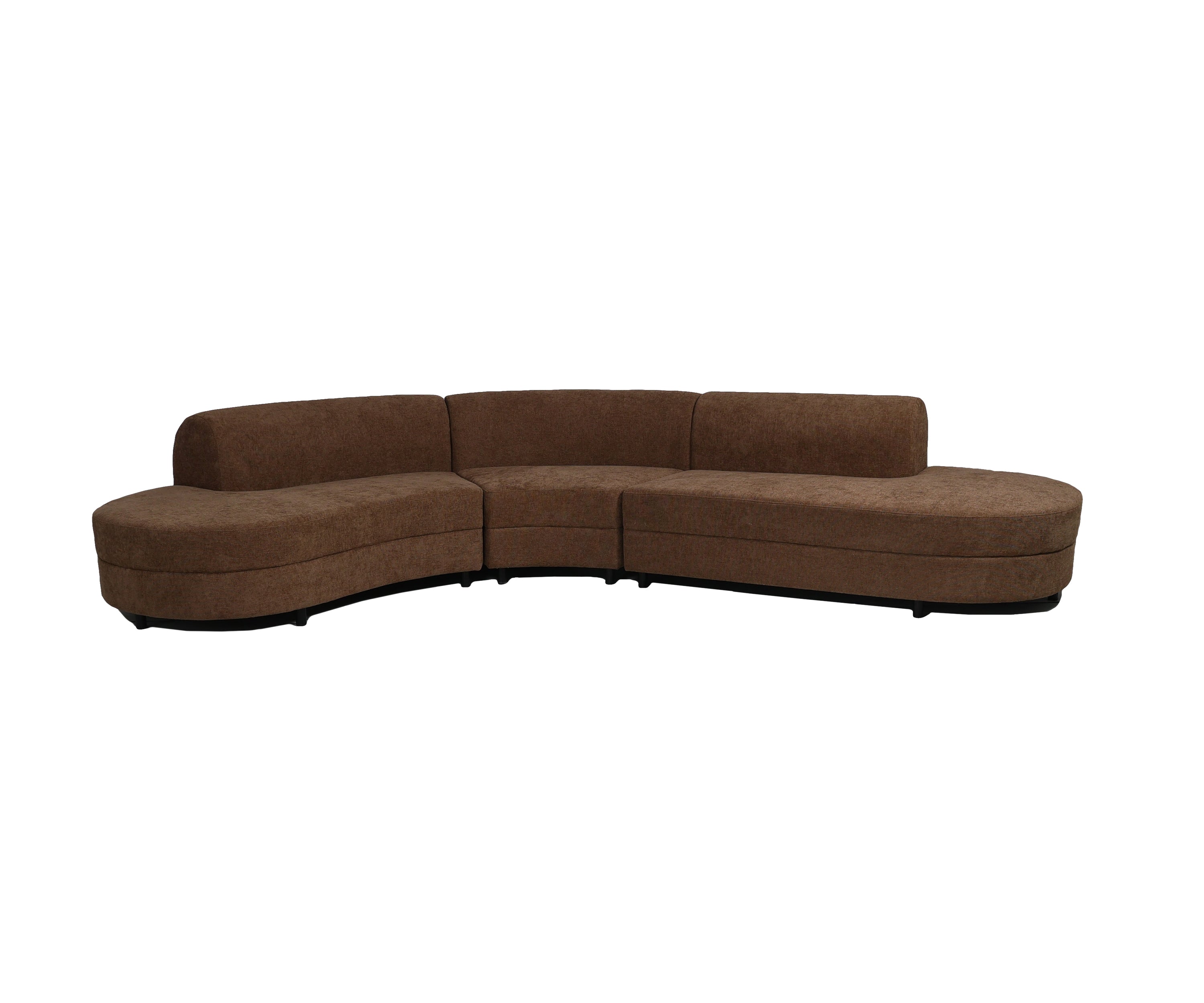 Bouclé Curved Sectional Sofa in Warm Mocha Brown