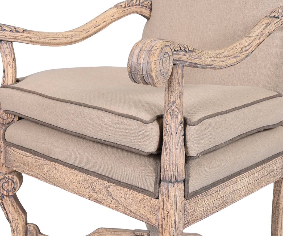 Camel Back Upholstered Arm Chair with Double Cushion Seating