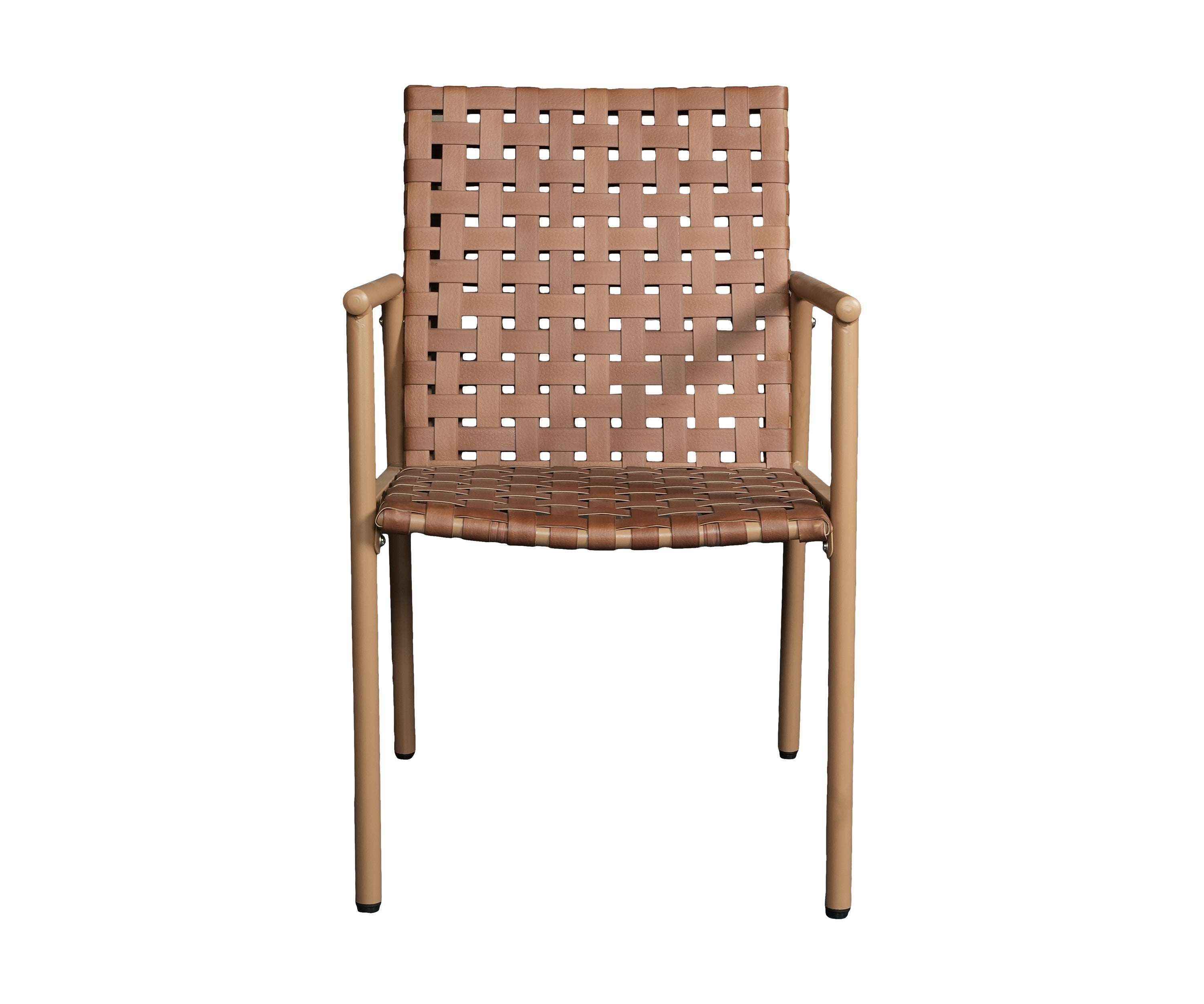 Brown Woven Garden Lounge Chair with Metal Frame