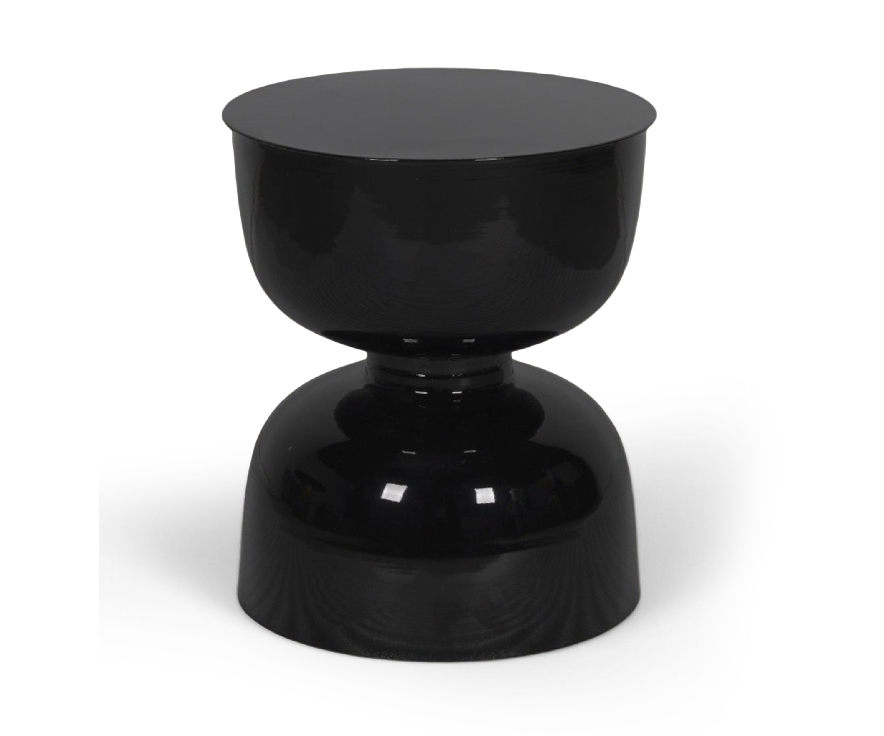 Black Metal Side Table with Hourglass-Style Pedestal Base