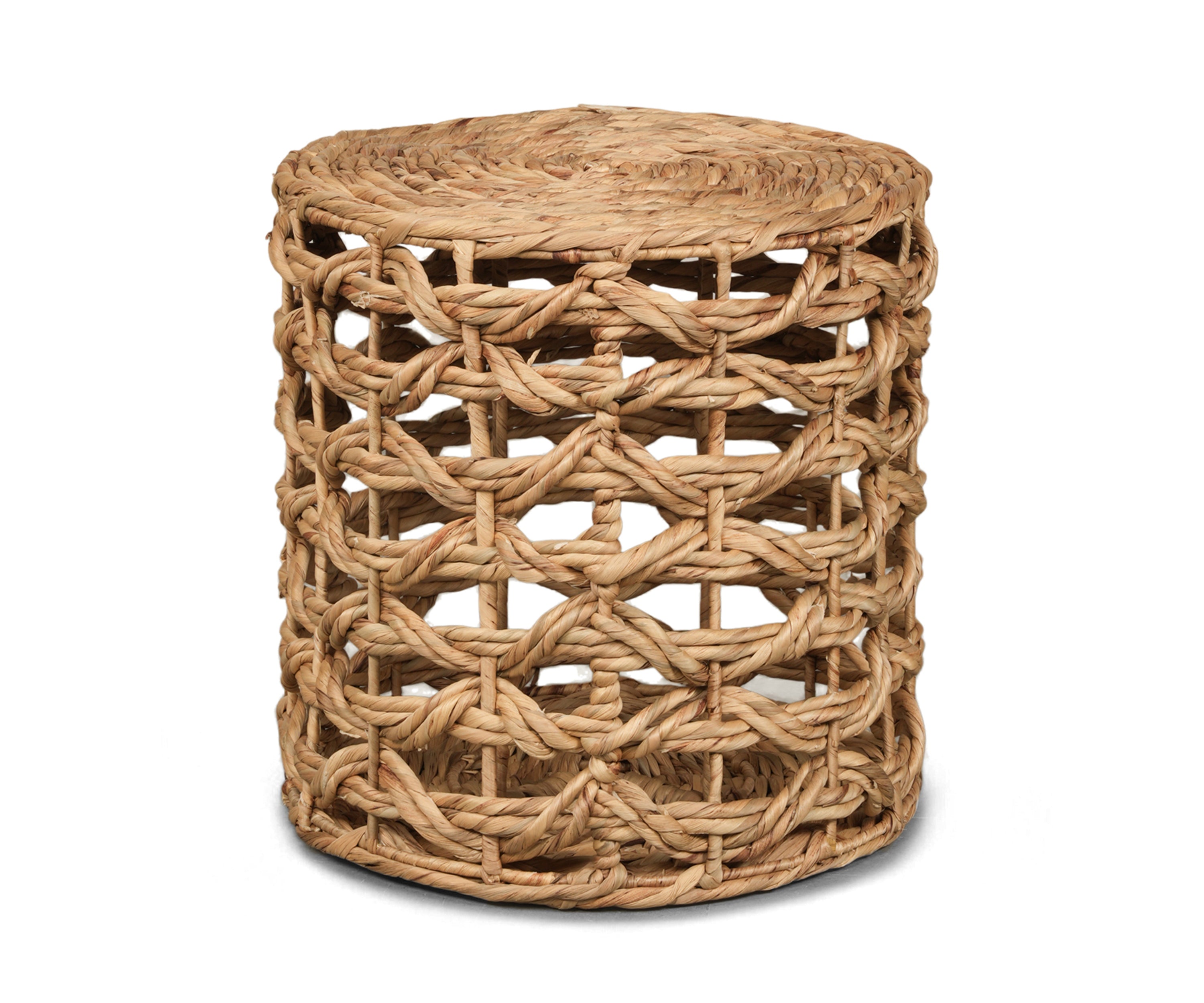 Open Weave Round Jute Stool