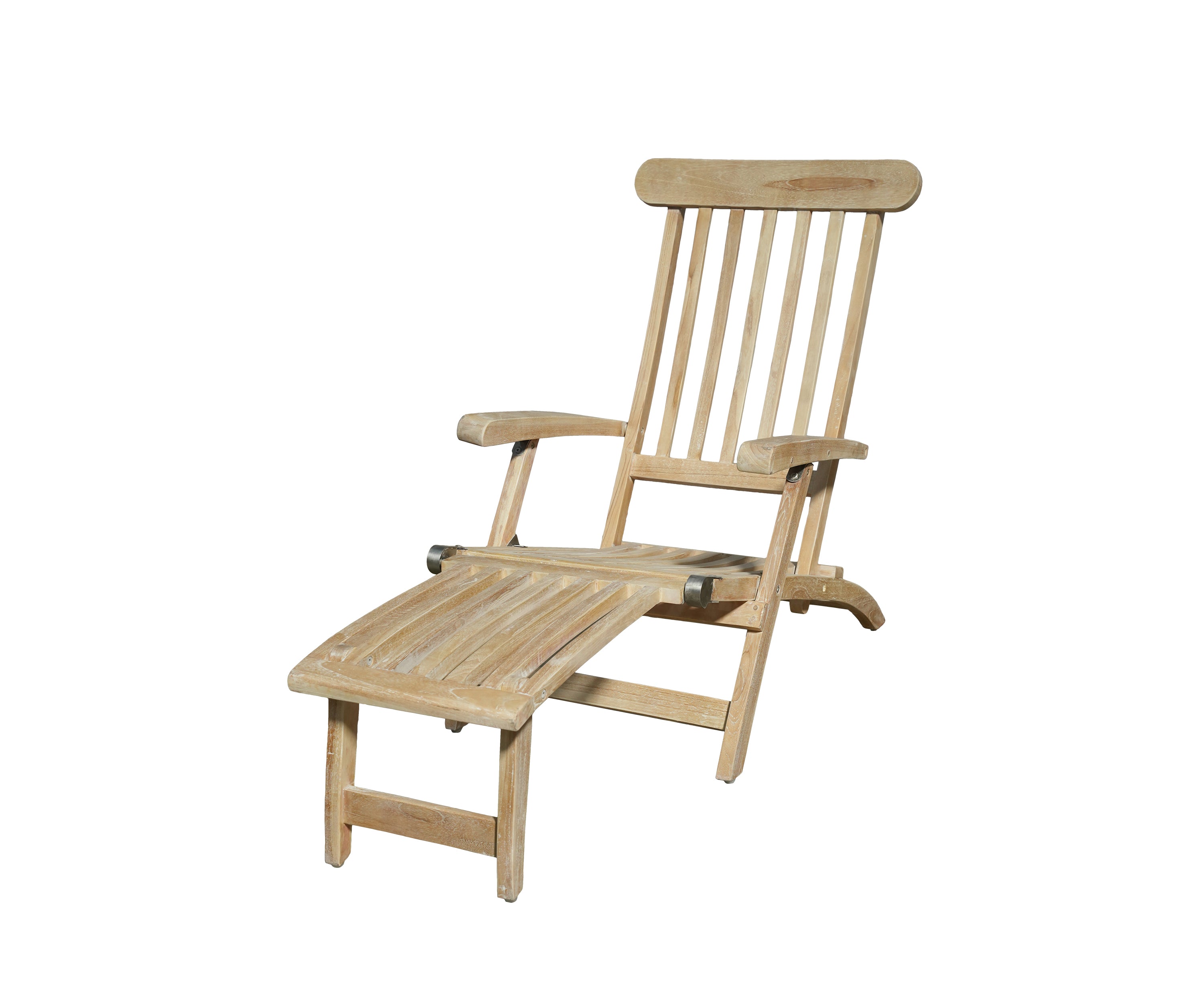 Teak Steamer Deck Chair with Adjustable Reclining Back