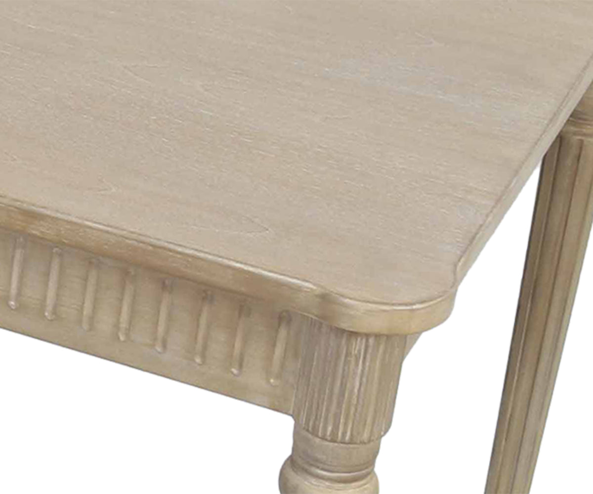 Fluted Light Brown 8-Seater Dining Table with Turned Legs