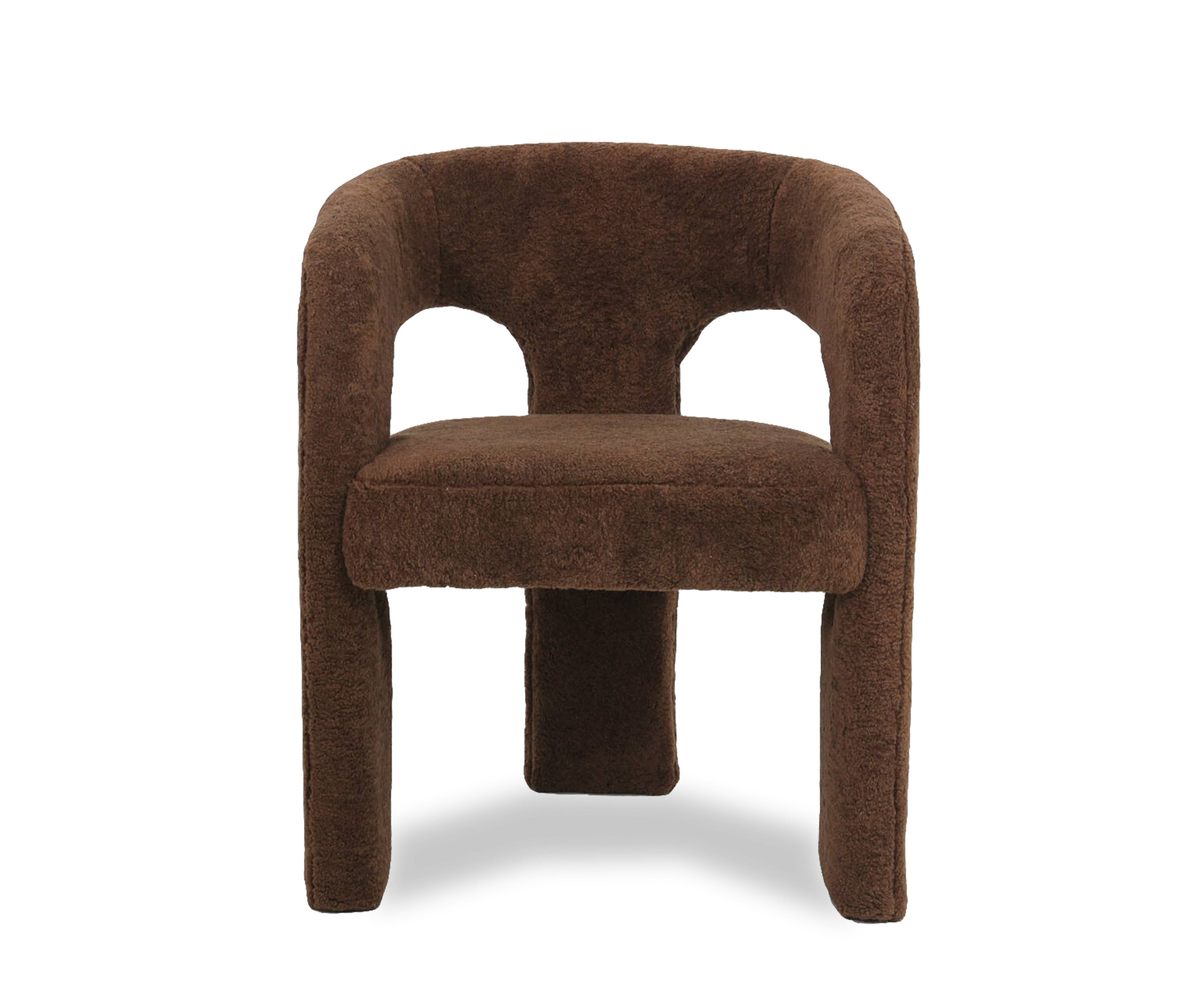 Chocolate Brown Plush T-Back Accent Chair