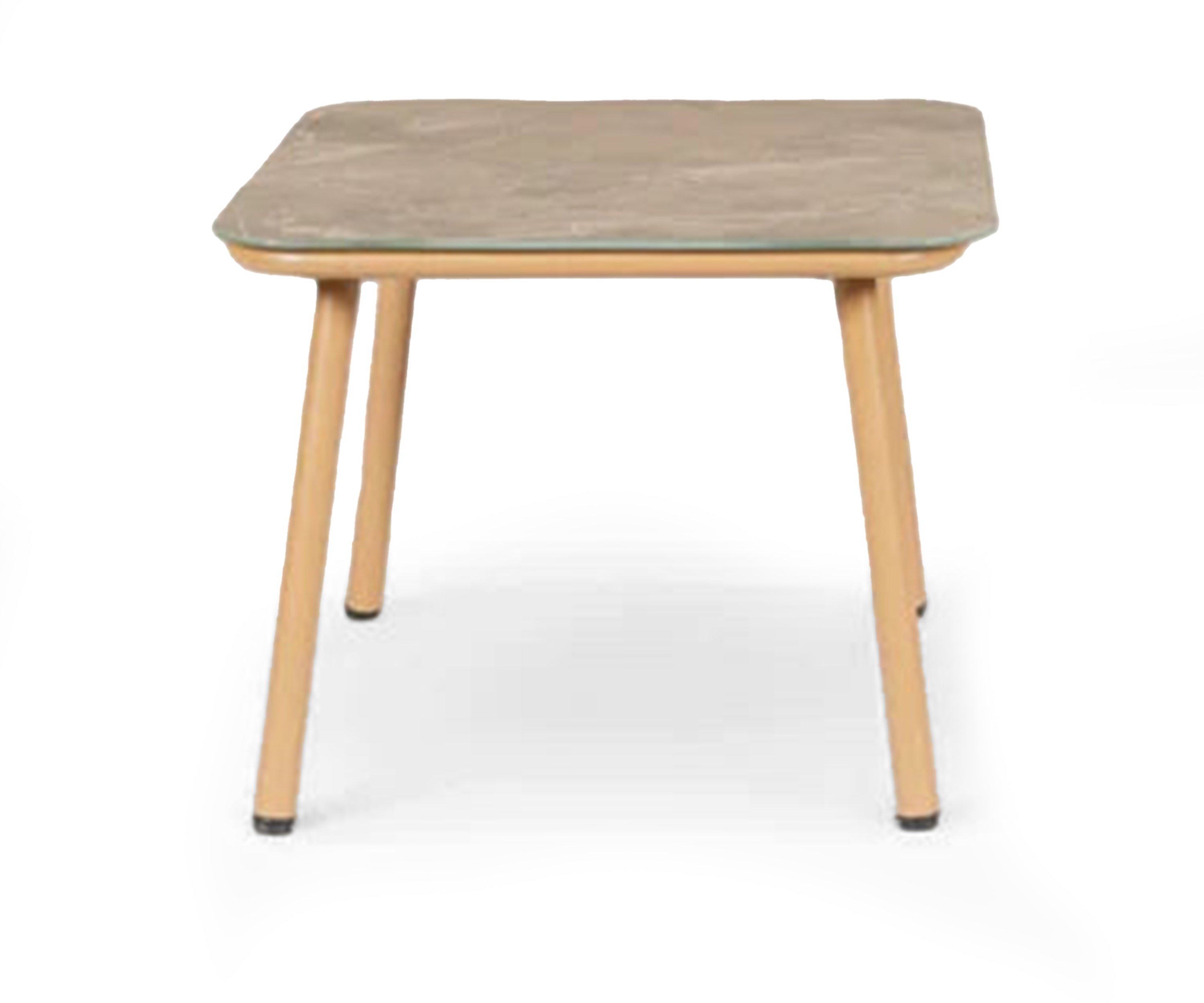 Rectangular Side Table with Stone Look Top