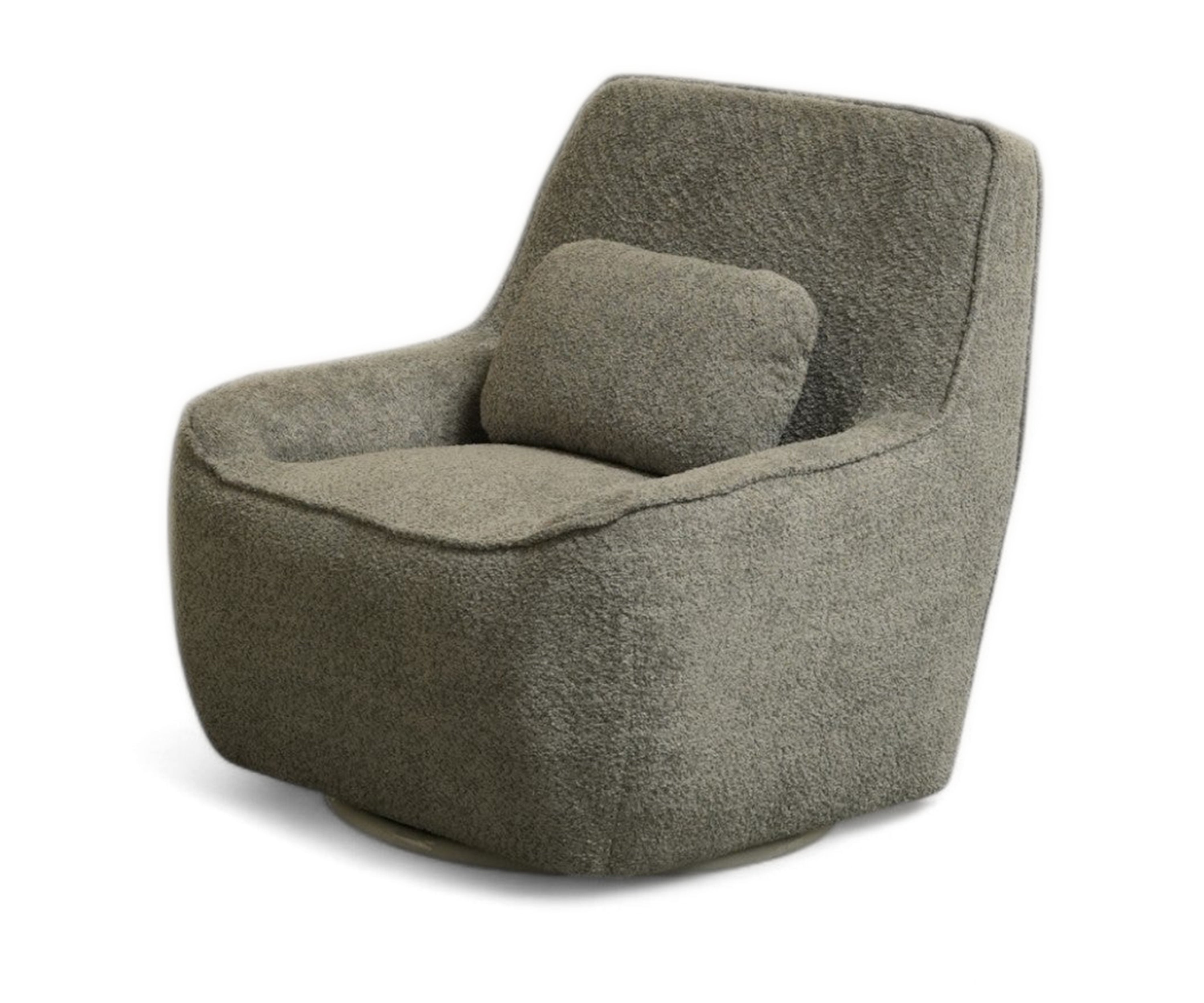 Contour Bouclé Swivel Gray Lounge Chair