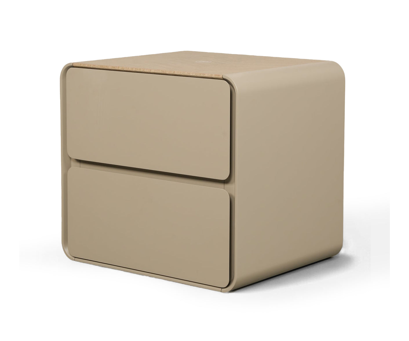 Taupe Curve 2-Drawer Bed Side Table