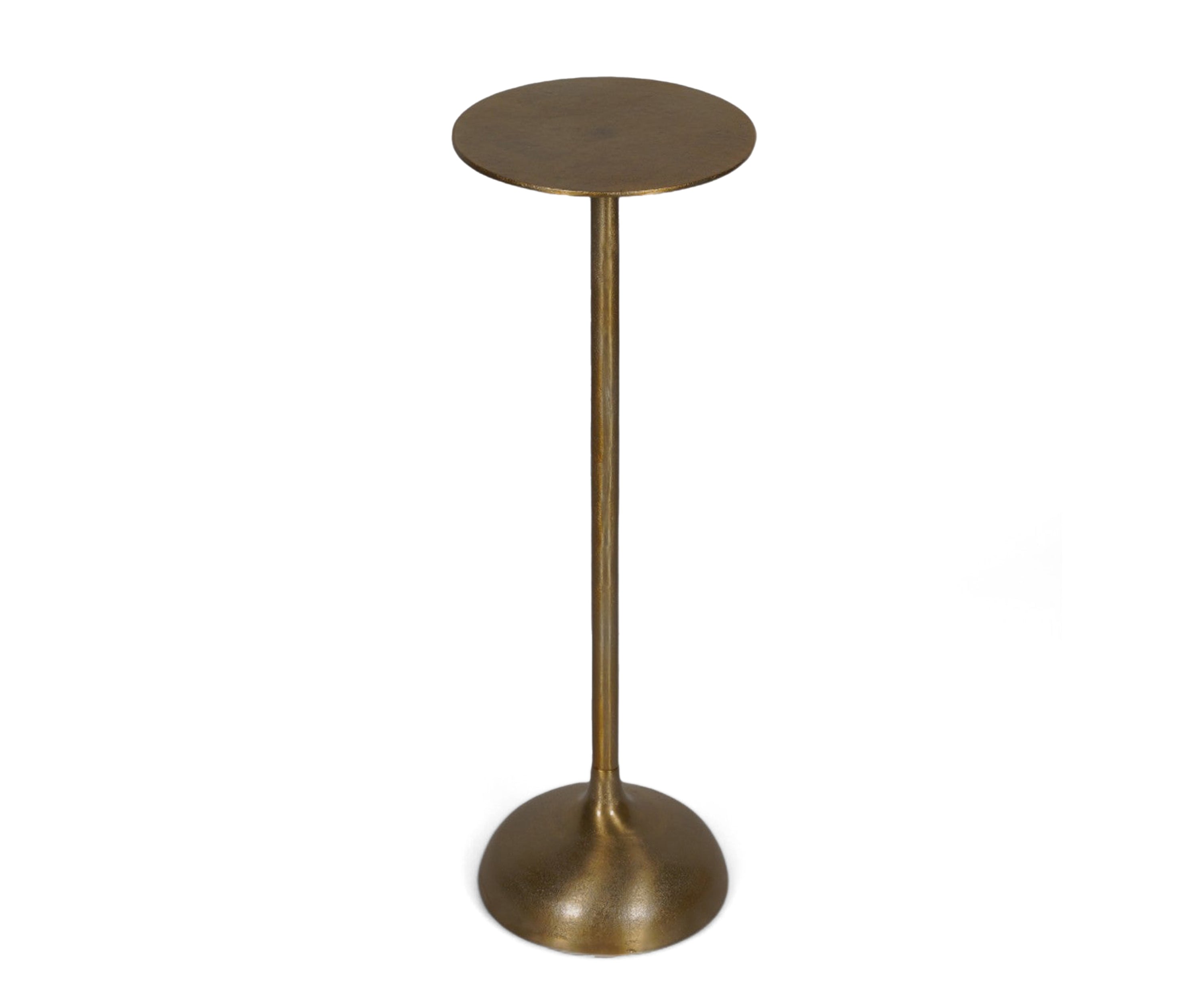 Antique Brass Martini Side Table with Bell Pedestal Base