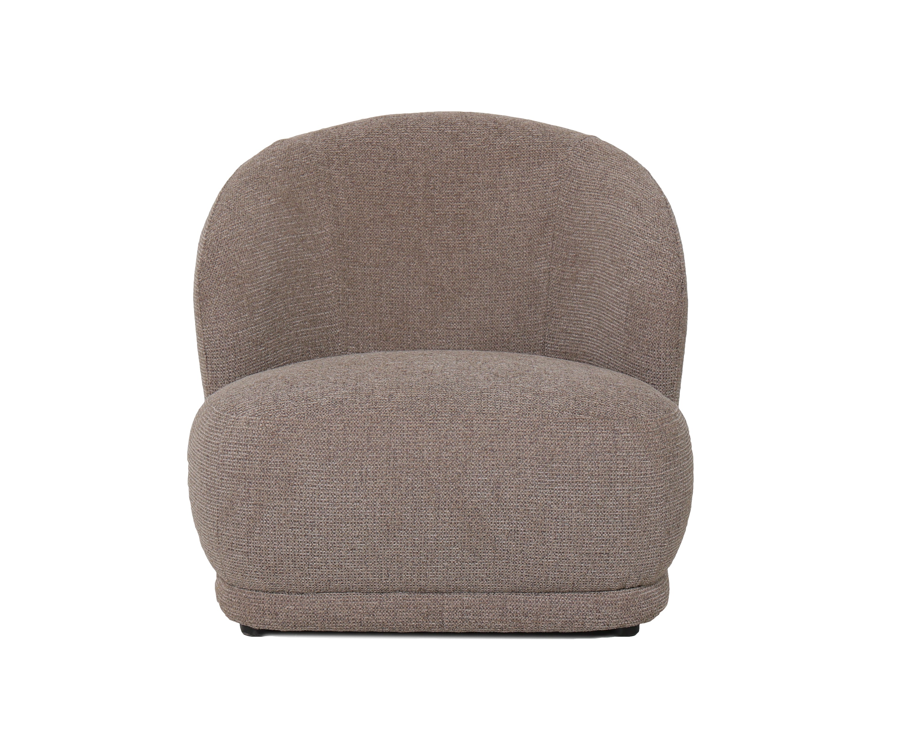 Curved Wrap-Around Boucle Armchair in Brownn